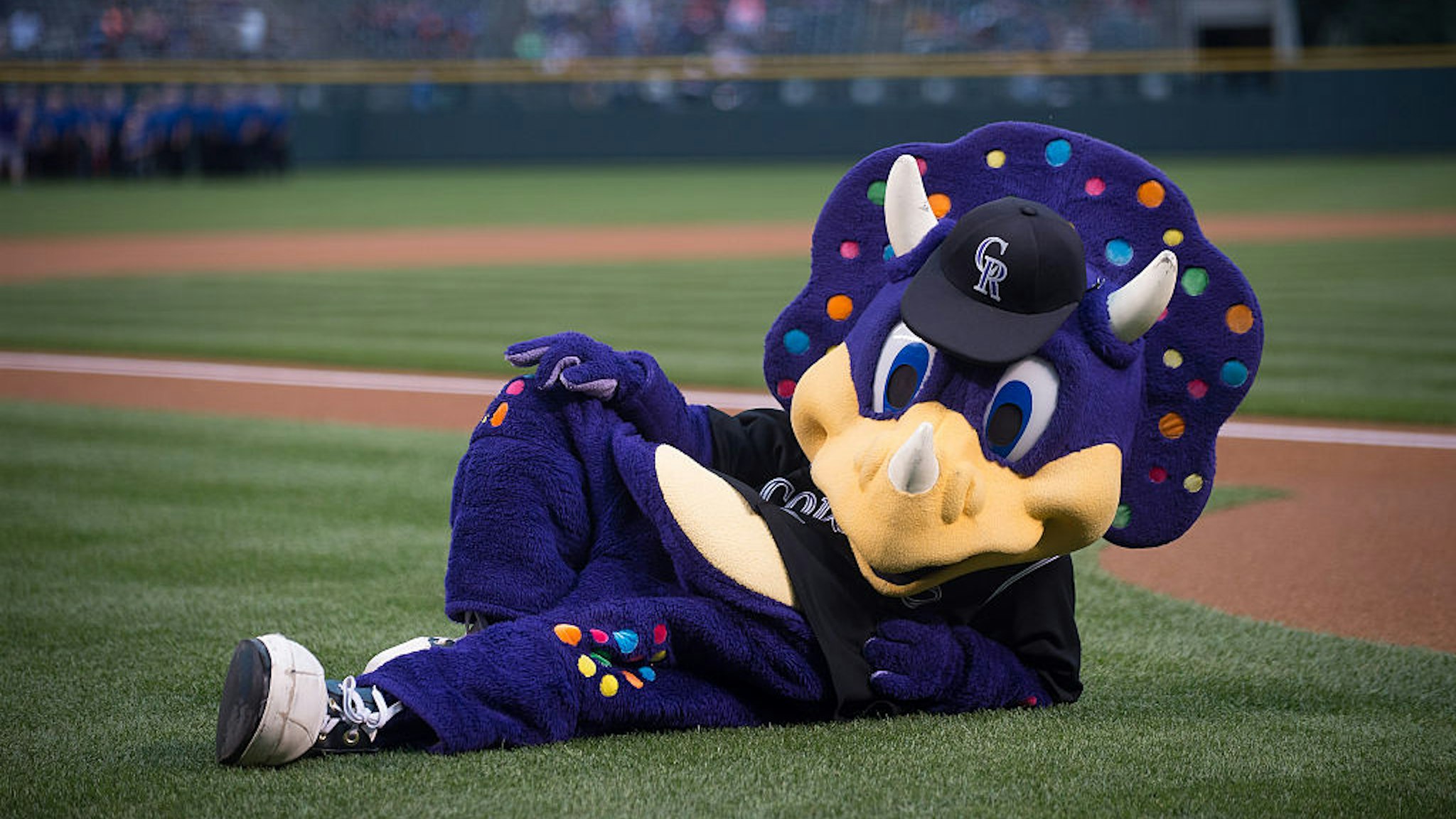 DENVER, CO - AUGUST 4: Colorado Rockies mascot Dinger performs before a game between the Colorado Rockies and the Los Angeles Dodgers at Coors Field on August 4, 2016 in Denver, Colorado. (Photo by Dustin Bradford/Getty Images)