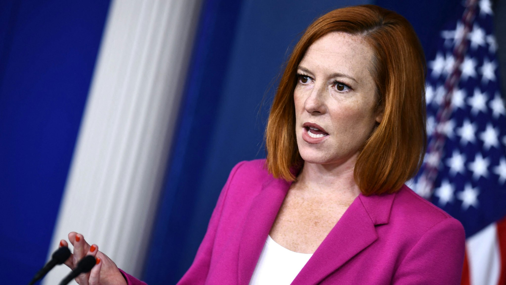 White House Press Secretary Jen Psaki holds a press briefing in the Brady Briefing Room of the White House in Washington, DC on August 4, 2021.