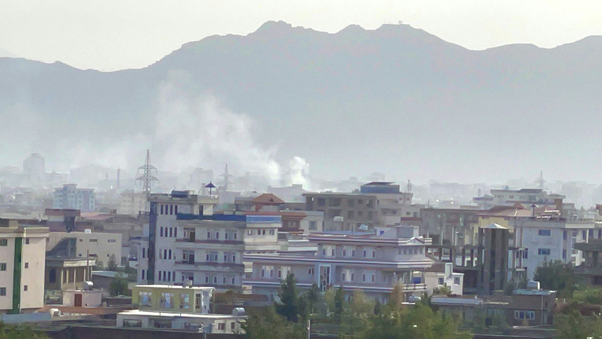 KABUL, AFGHANISTAN - AUGUST 29: Smoke rises after an explosion in Kabul, Afghanistan on August 29, 2021.
