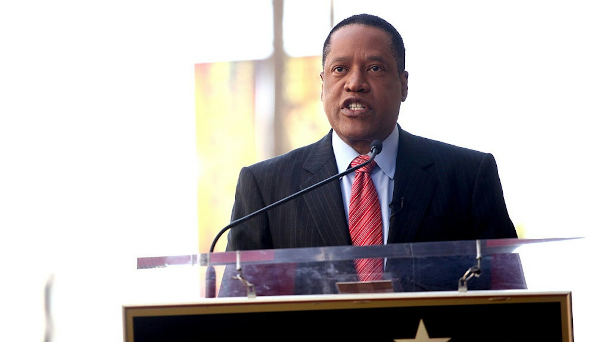 HOLLYWOOD, CA - APRIL 27: Radio Personality Larry Elder is honored with a star on the Hollywood Walk Of Fame on April 27, 2015 in Hollywood, California.