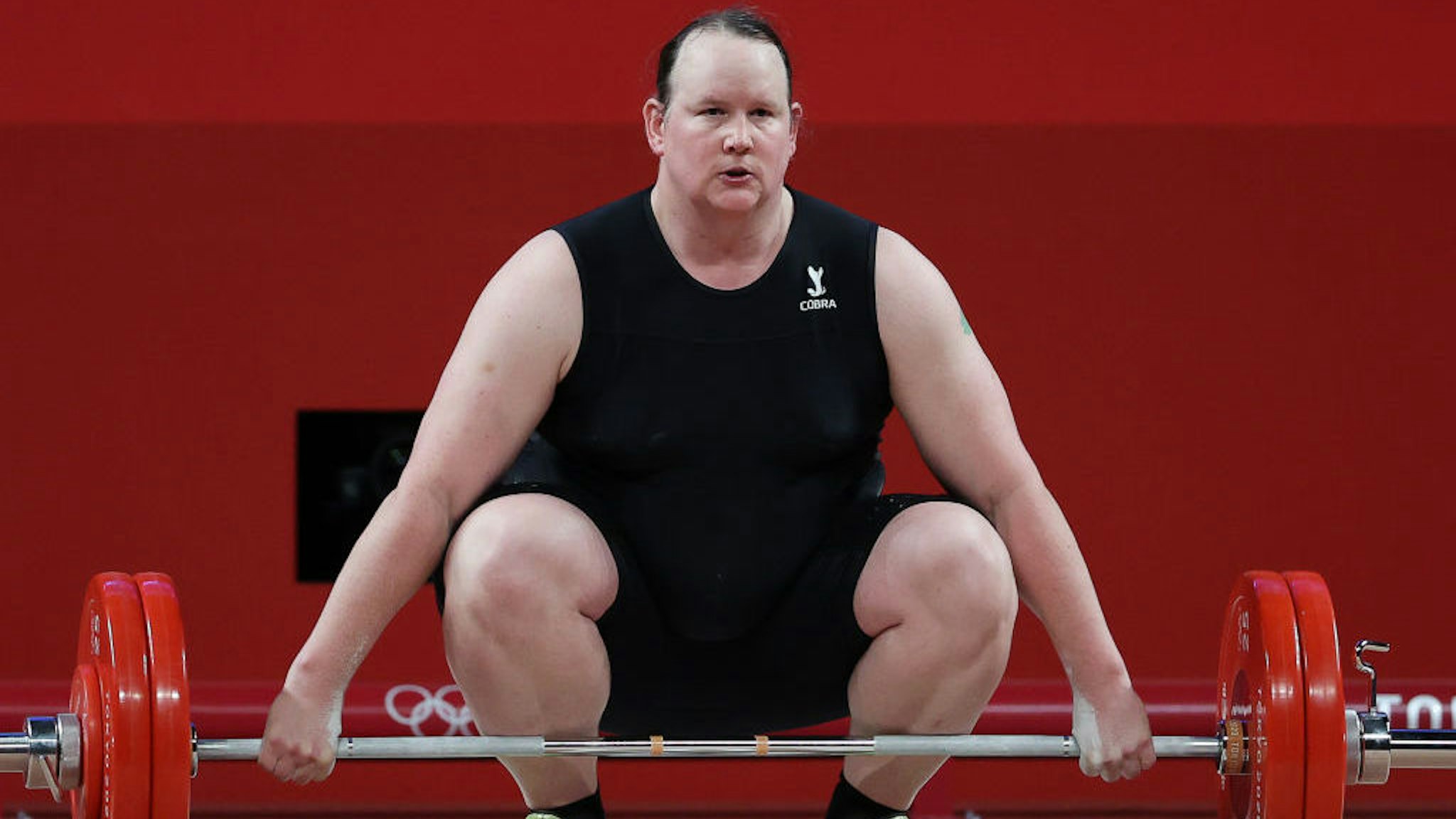TOKYO, JAPAN - AUGUST 2, 2021: New Zealand's Laurel Hubbard competes in the women's +87kg group A final weightlifting event during the 2020 Summer Olympic Games at the Tokyo International Forum. Laurel Hubbard is the first transgender woman to compete in the Olympics. Stanislav Krasilnikov/TASS (Photo by Stanislav KrasilnikovTASS via Getty Images)