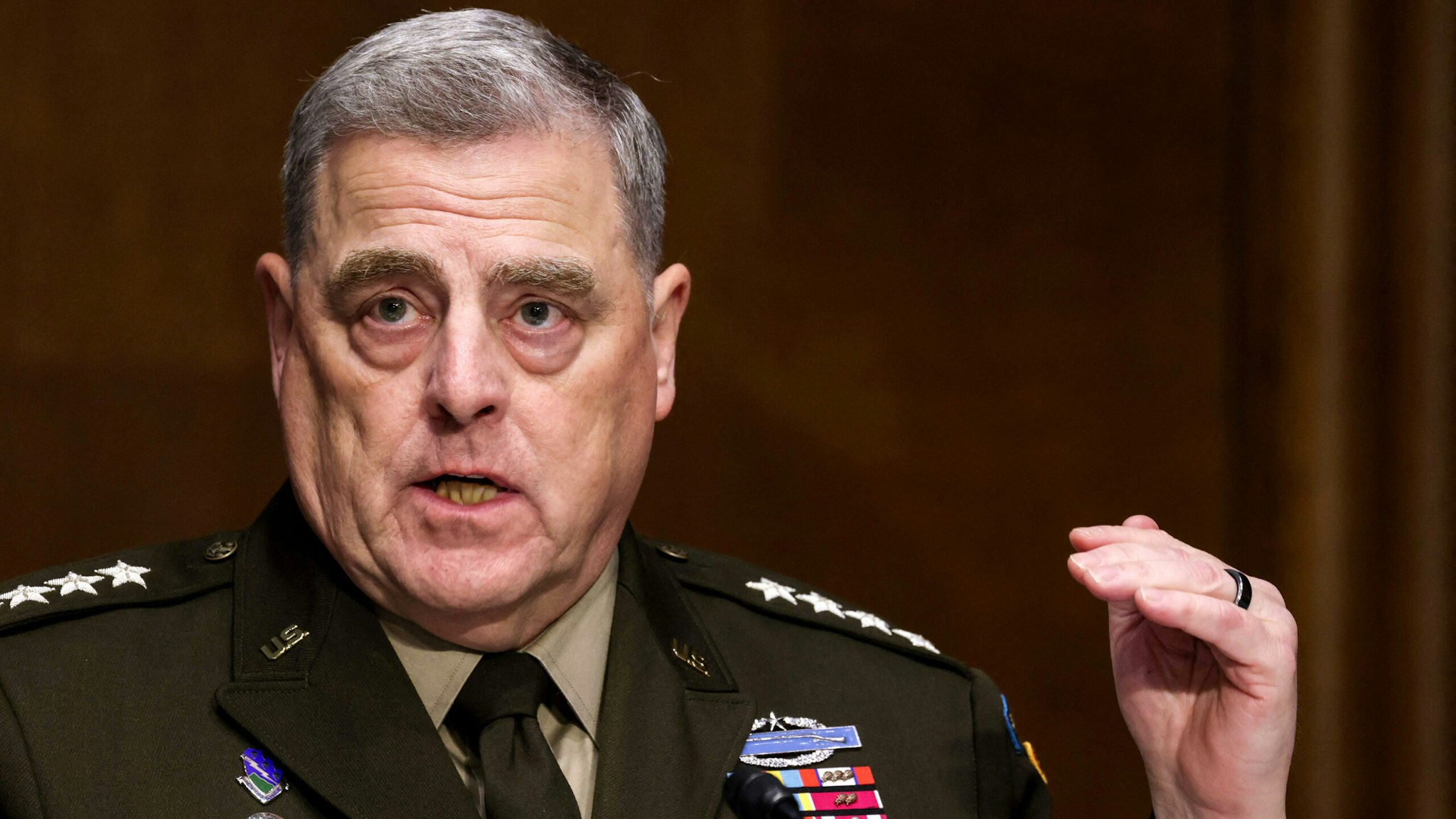 Chairman of the Joint Chiefs of Staff Gen. Mark Milley testifies before a Senate Committee on Appropriations hearing on the 2022 budget for the Defense Department, on Capitol Hill in Washington, DC, June 17, 2021.