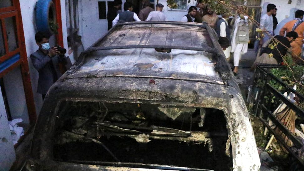 Blast rocks Afghan capital Kabul near airport KABUL, AFGHANISTAN - AUGUST 29: A view from the site after a rocket reportedly hit residential area near Hamid Karzai International Airport, in Kabul, Afghanistan on August 29, 2021.