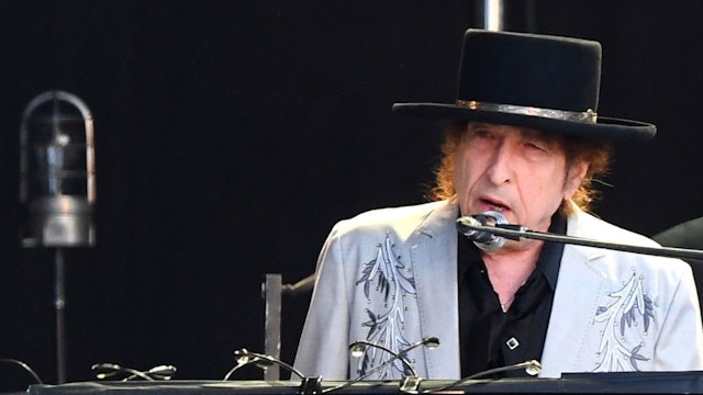 LONDON, ENGLAND - JULY 12: Bob Dylan performs on a double bill with Neil Young at Hyde Park on July 12, 2019 in London, England. (Photo by