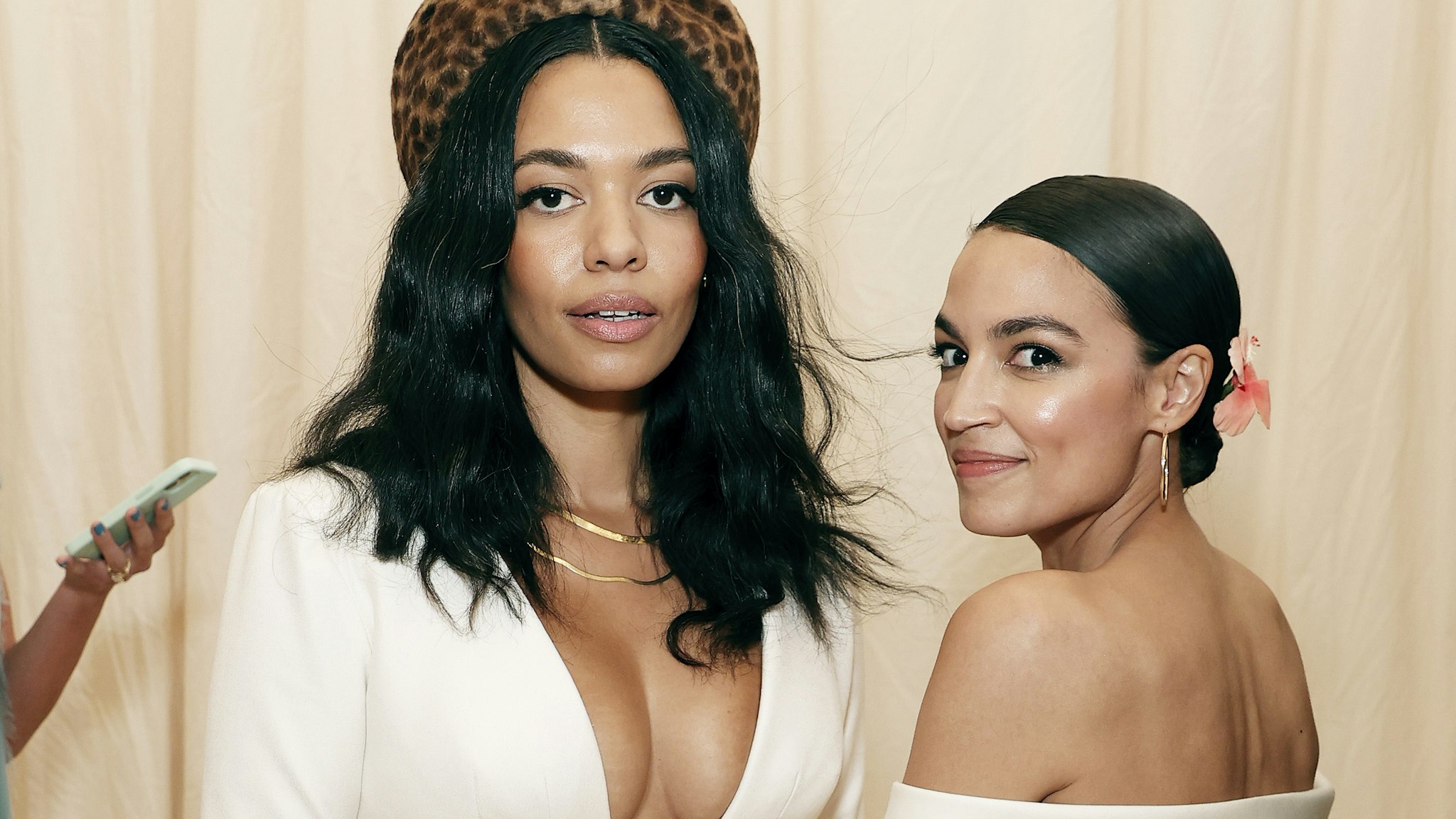 NEW YORK, NEW YORK - SEPTEMBER 13: Aurora James and Alexandria Ocasio-Cortez attend The 2021 Met Gala Celebrating In America: A Lexicon Of Fashion at Metropolitan Museum of Art on September 13, 2021 in New York City.