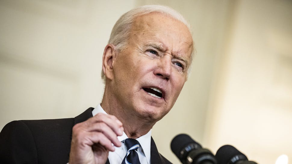 President Biden Delivers Remarks On Covid-19 And Vaccinations U.S. President Joe Biden speaks in the State Dining Room of the White House in Washington, D.C., U.S., on Thursday, Sept. 9, 2021. Biden will order all executive branch employees, federal contractors and millions of health-care workers to be vaccinated against the coronavirus, and direct his administration to issue new rules saying large private employers must require shots or testing.
