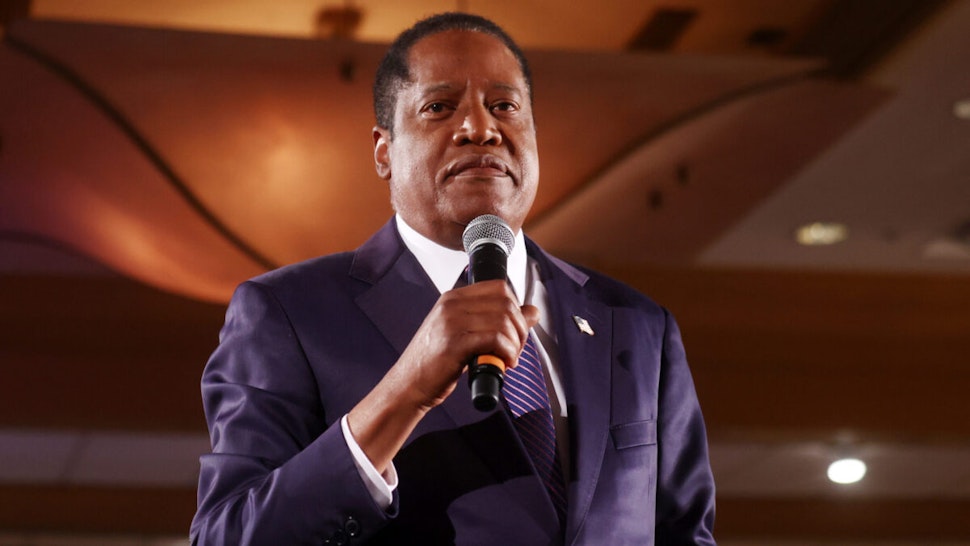 Gubernatorial recall candidate Larry Elder speaks to supporters at an election night event on September 14, 2021 in Costa Mesa, California.