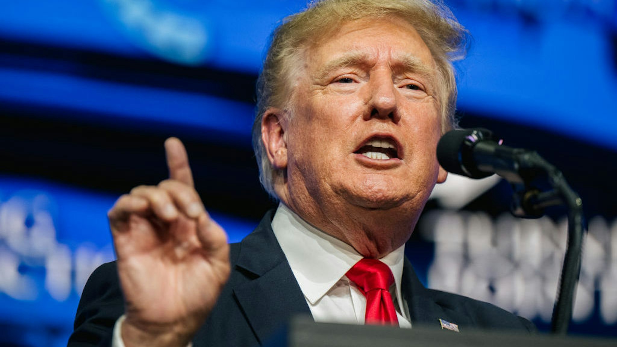 PHOENIX, ARIZONA - JULY 24: Former U.S. President Donald Trump speaks during the Rally To Protect Our Elections conference on July 24, 2021 in Phoenix, Arizona. The Phoenix-based political organization Turning Point Action hosted former President Donald Trump alongside GOP Arizona candidates who have begun candidacy for government elected roles. (Photo by Brandon Bell/Getty Images)