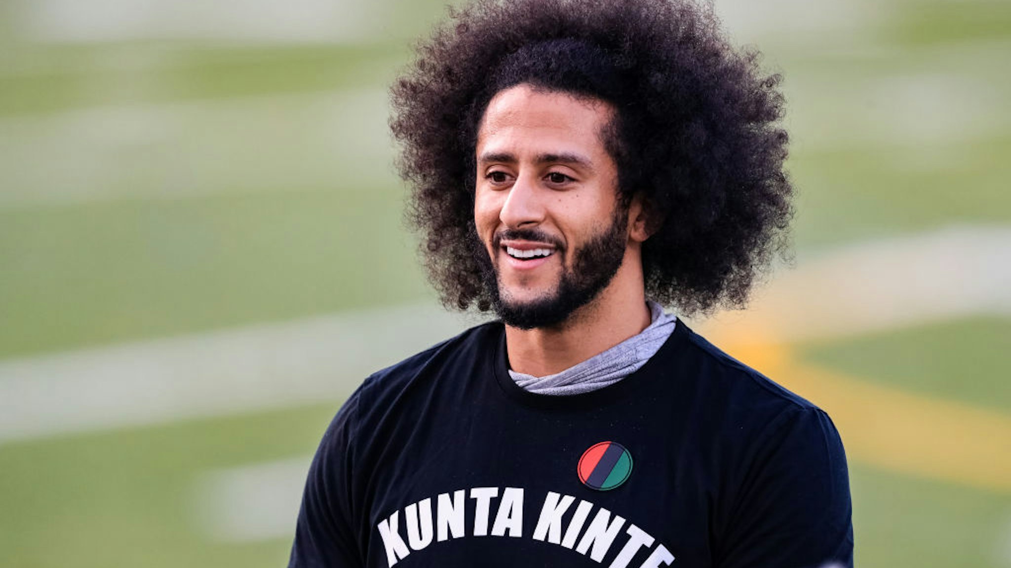 RIVERDALE, GA - NOVEMBER 16: Colin Kaepernick looks on during his NFL workout held at Charles R Drew high school on November 16, 2019 in Riverdale, Georgia. (Photo by Carmen Mandato/Getty Images)