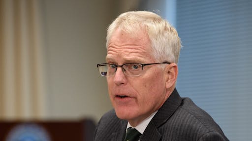 us-lithuania-defense-miller-karoblis-politics-defence Acting US Defense Secretary Christopher Miller speaks as he welcomes Lithuanian Defense Minister Raimundas Karoblis to the Pentagon in Washington, DC, on November 13, 2020