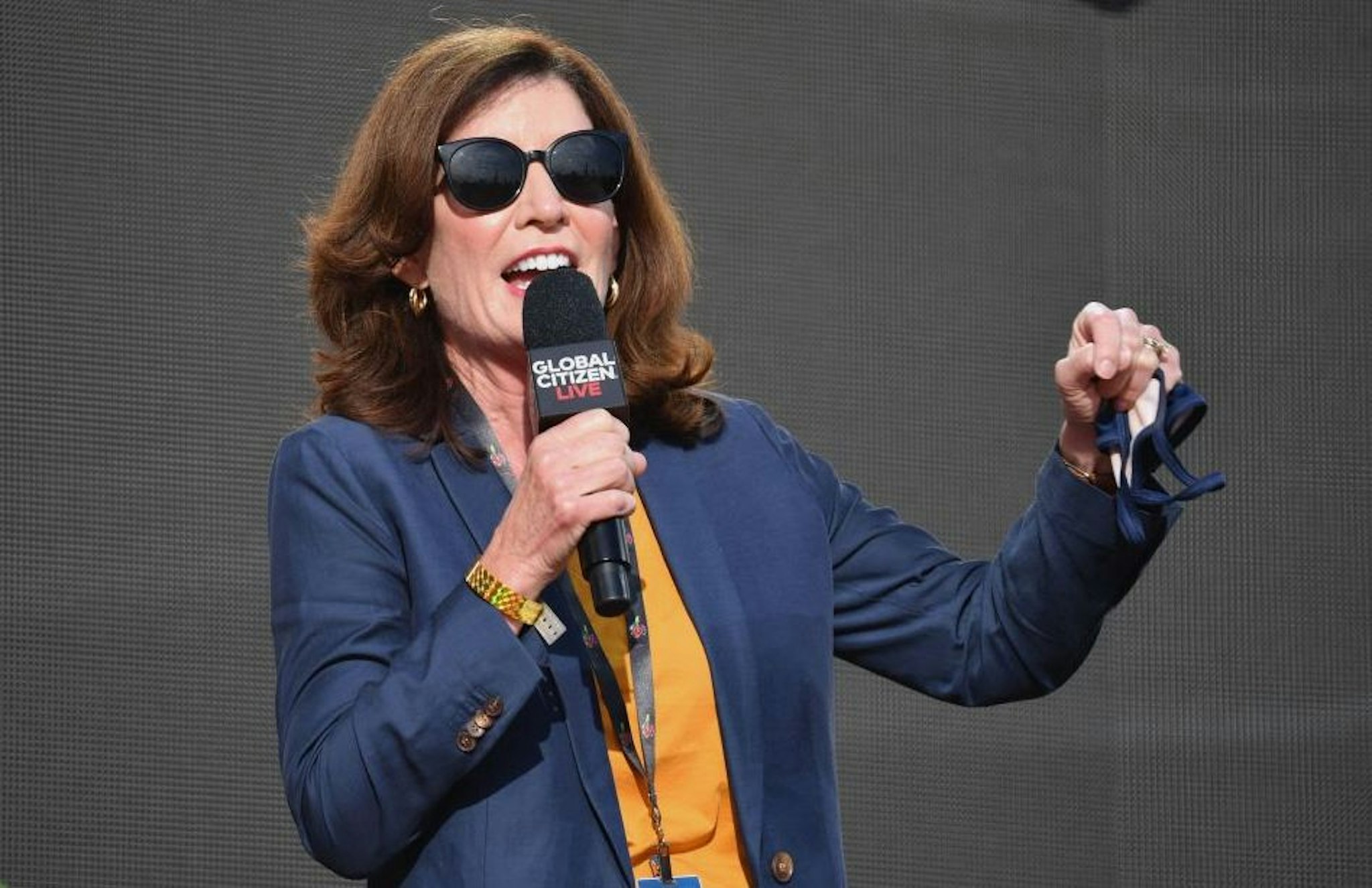 New York Governor Kathy Hochul speaks during the 2021 Global Citizen Live festival at the Great Lawn, Central Park on September 25, 2021 in New York City.