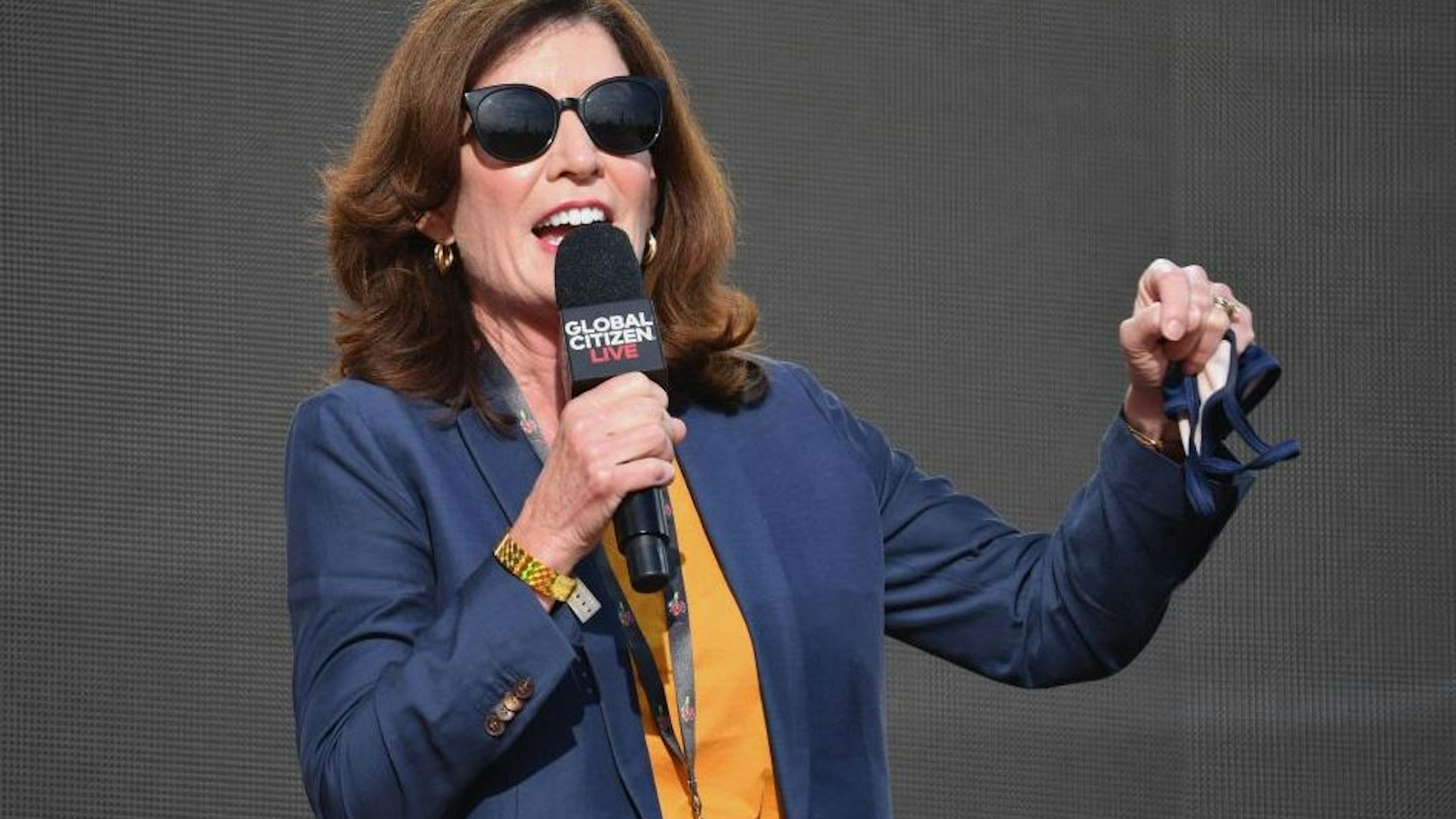 New York Governor Kathy Hochul speaks during the 2021 Global Citizen Live festival at the Great Lawn, Central Park on September 25, 2021 in New York City.