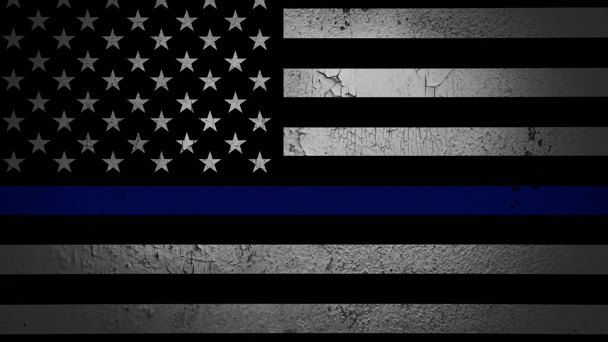 An American flag symbolic of support for law enforcement - stock photo
