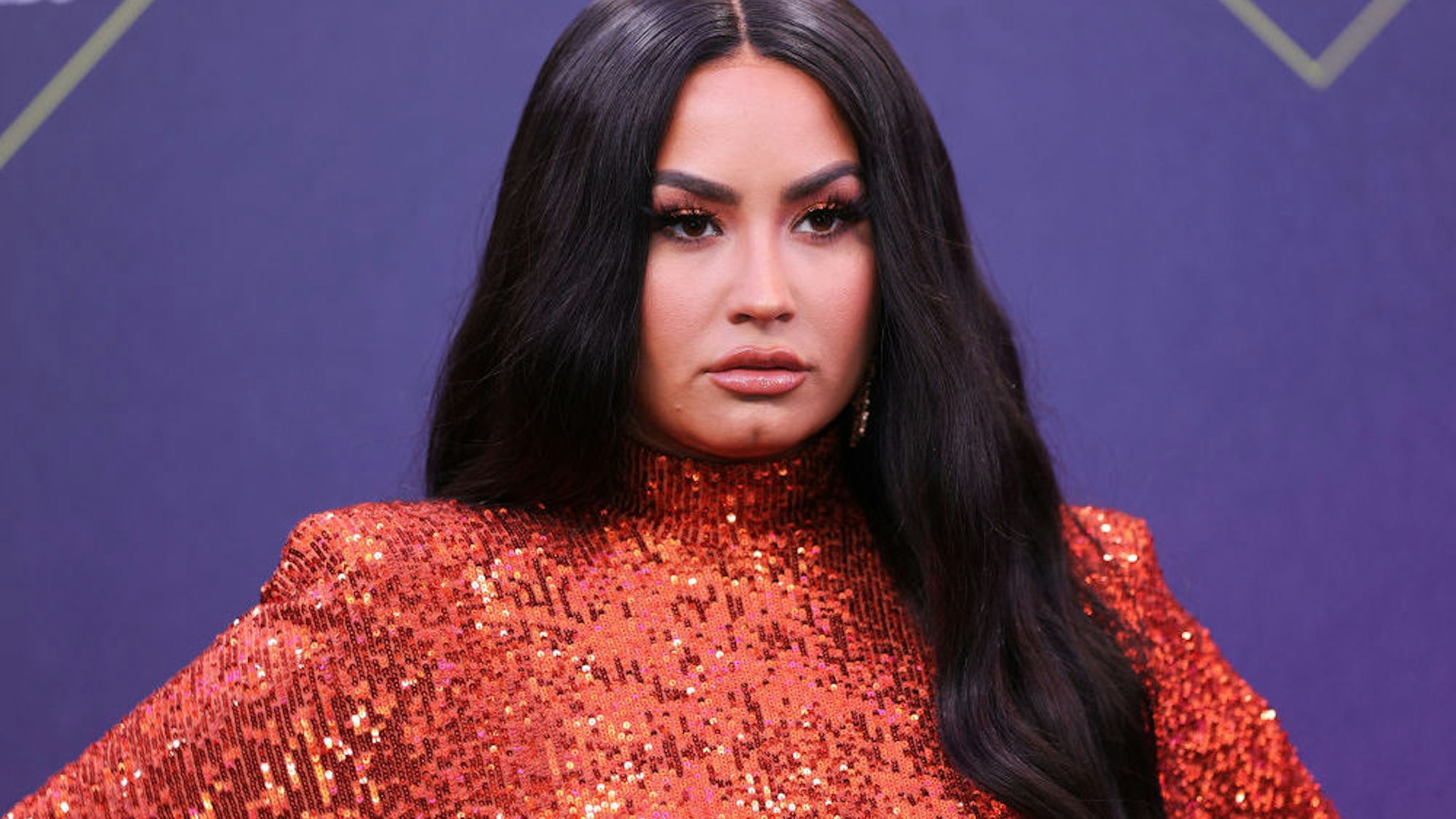 NOVEMBER 15: 2020 E! PEOPLE'S CHOICE AWARDS -- In this image released on November 15, Demi Lovato arrives at the 2020 E! People's Choice Awards held at the Barker Hangar in Santa Monica, California and on broadcast on Sunday, November 15, 2020.