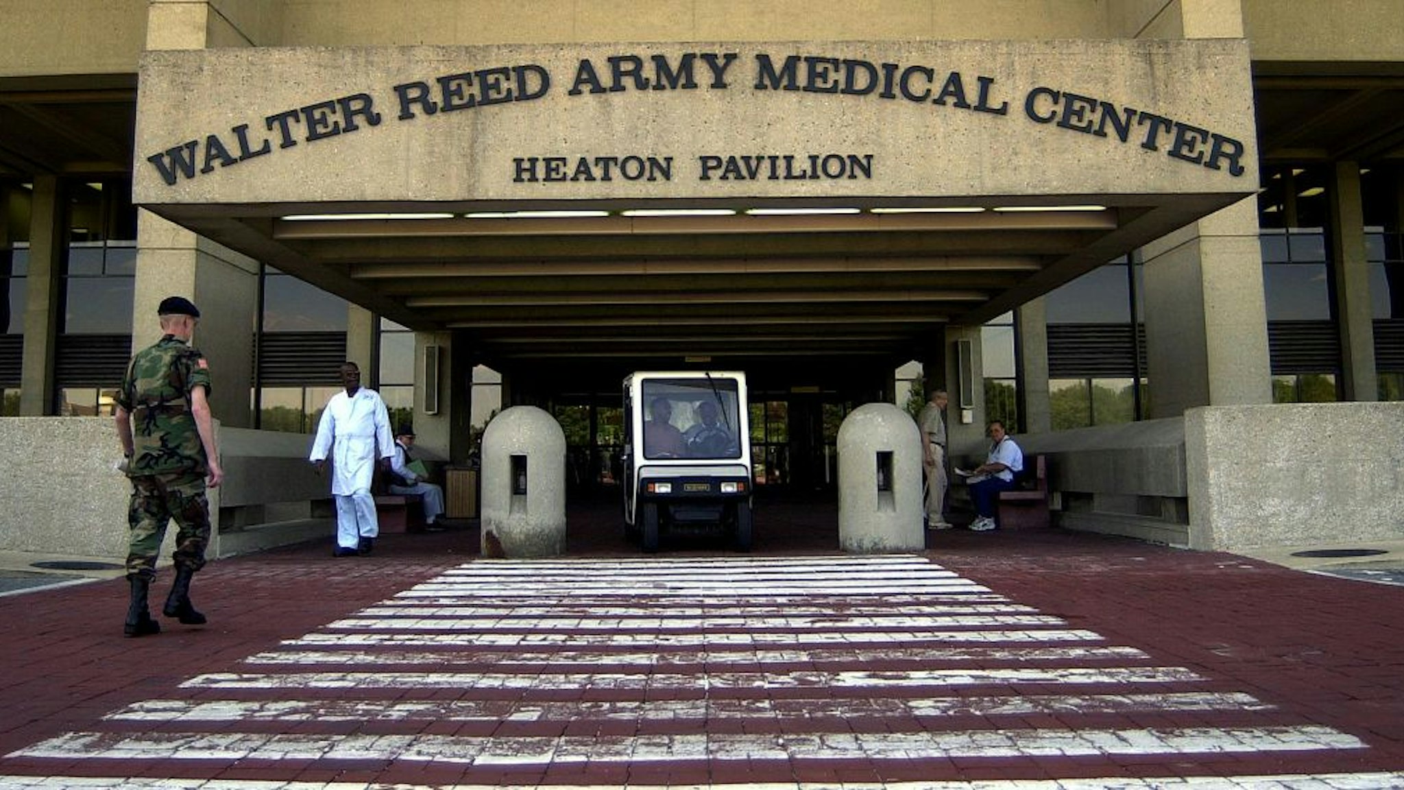 This photo taken 09 July 2001 shows the main entrance of Walter Reed Army Medical Center in Washington, DC.
