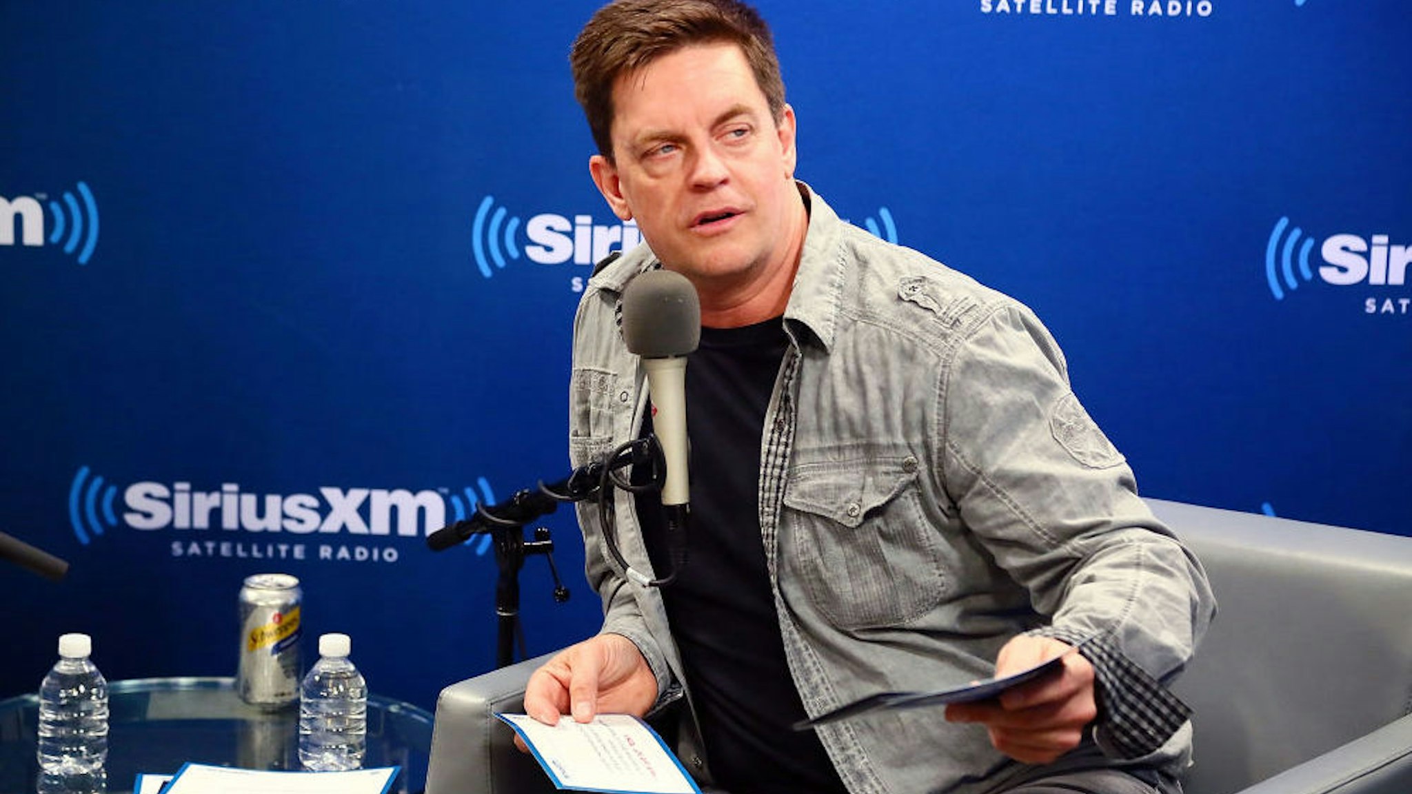 Jim Breuer talks with Larry the Cable Guy about the new film 'Cars 3' with during a SiriusXM "Town Hall" on June 16, 2017 in New York City.
