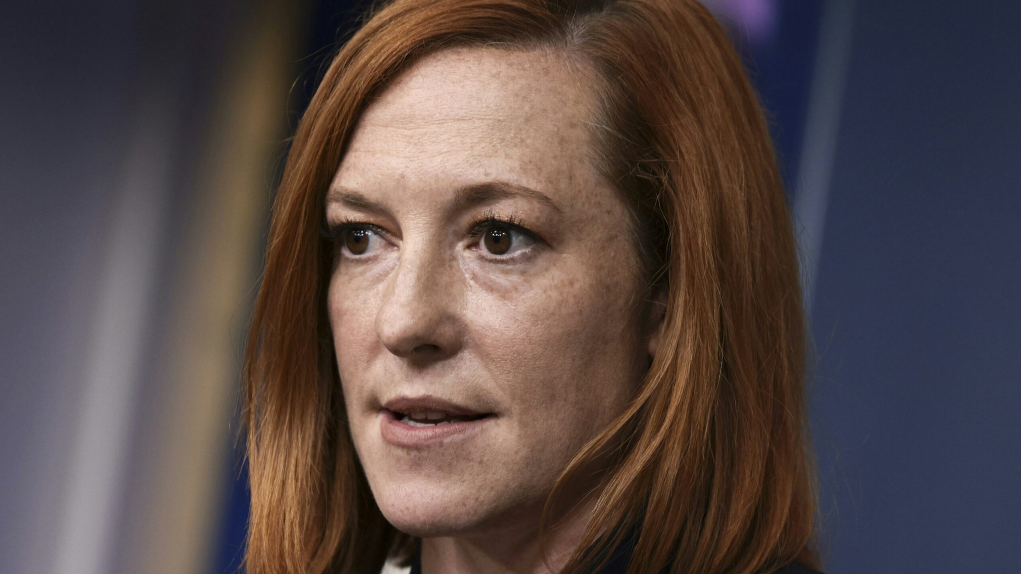 WASHINGTON, DC - SEPTEMBER 24: White House Press Secretary Jen Psaki speaks at a press briefing in the White House on September 24, 2021 in Washington, DC. Psaki spoke on a range of topics including the Covid-19 vaccines and the U.S and Mexico border.