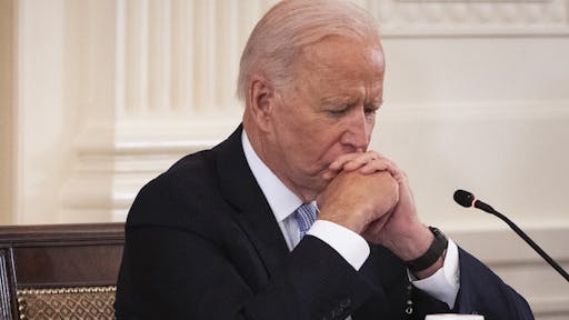Joe Biden President Joe Biden listens during a Quad Leaders Summit with India Prime Minister Narendra Modi, Japan Prime Minister Suga Yoshihide, Australian Prime Minister Scott Morrison and Secretary of State Antony J. Blinken (not pictured) in the East Room at the White House in Washington, D.C. on Friday, September 24, 2021. (Sarahbeth Maney/The New York Times)