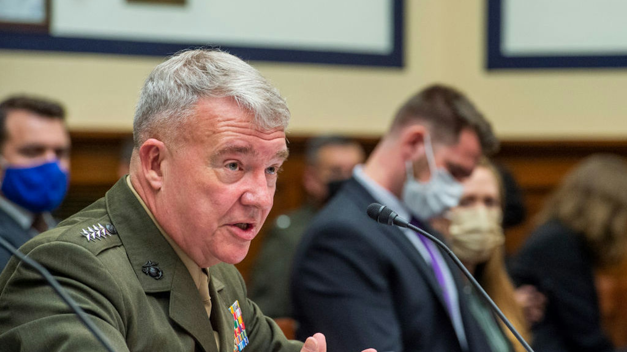 General Kenneth McKenzie Jr., USMC Commander, U.S. Central Command responds to questions during a House Armed Services Committee hearing on “Ending the U.S. Military Mission in Afghanistan” in the Rayburn House Office Building in Washington, DC, Wednesday, September 29, 2021. Credit: Rod Lamkey / Pool via CNP
