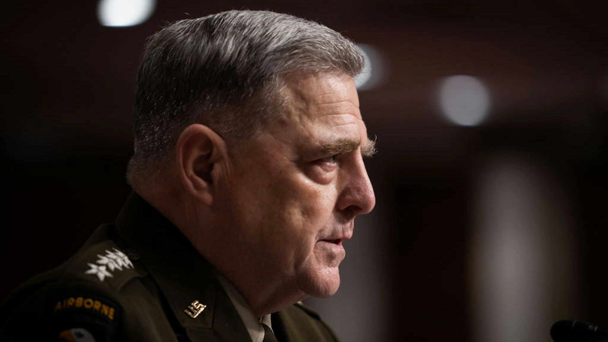 Chairman of the Joint Chiefs of Staff General Mark A. Milley testifies during a Senate Armed Services Committee hearing on the conclusion of military operations in Afghanistan and plans for future counterterrorism operations at the U.S. Capitol in Washington, D.C. on Tuesday, September 28, 2021. (Sarahbeth Maney/The New York Times)