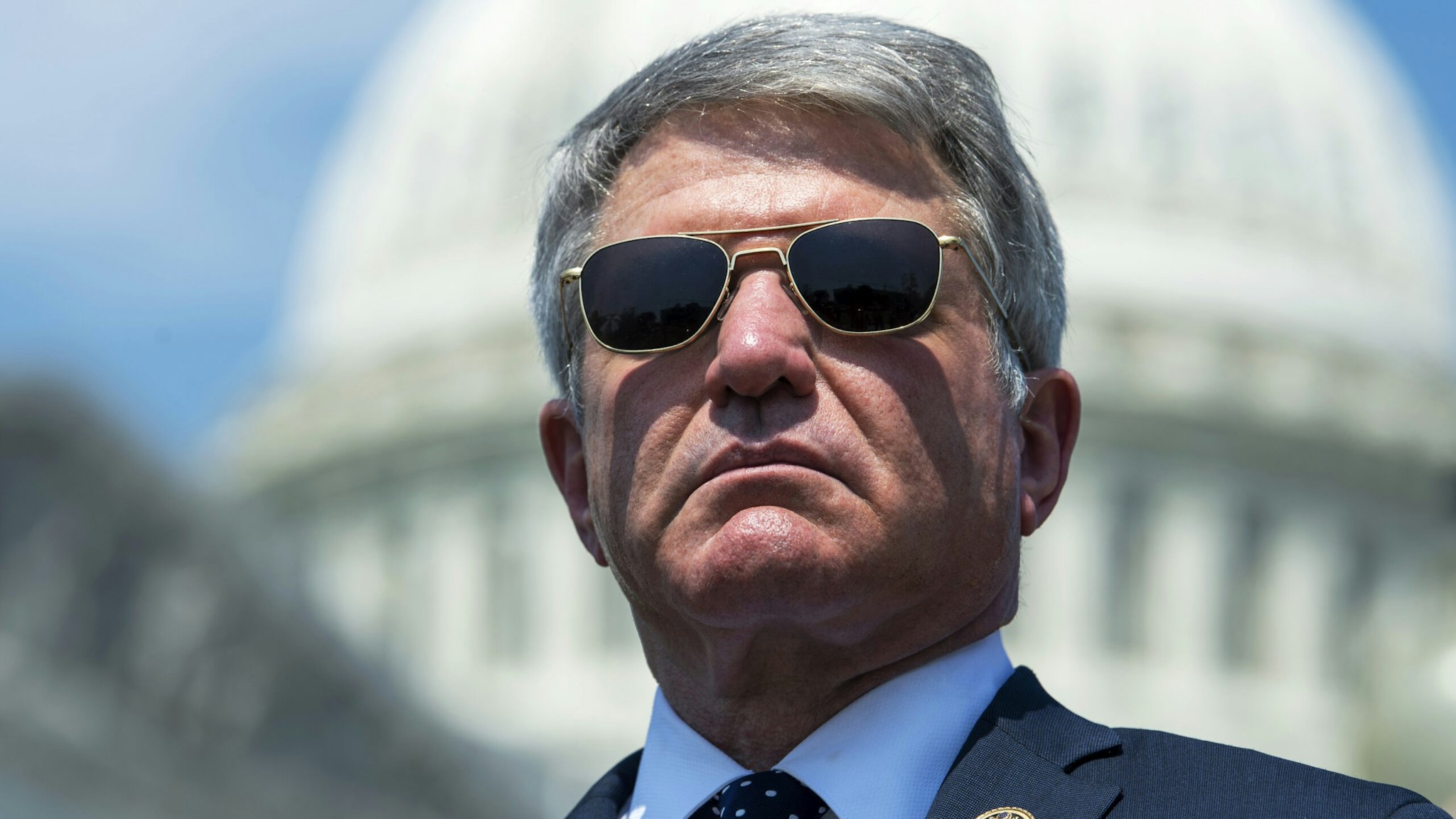 UNITED STATES - AUGUST 25: Rep. Michael McCaul, R-Texas, conducts a news conference outside the U.S. Capitol to call on President Biden to publicly commit to continue evacuating people from Afghanistan until all Americans and all special immigrant visas (SIV) applicants have been safely evacuated, on Wednesday, August 25, 2021.