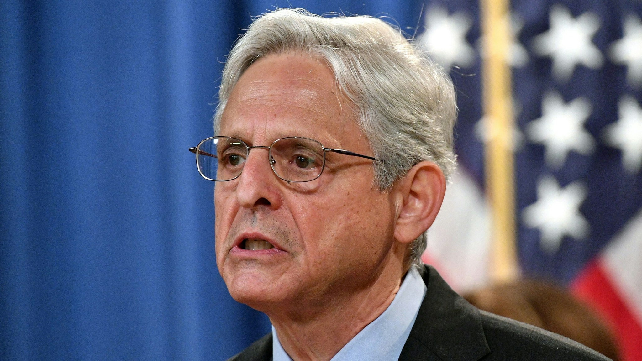 US Attorney General Merrick Garland holds a press conference to announce a lawsuit against Texas at the Department of Justice in Washington, DC on September 9, 2021 - The US Justice Department filed suit against the state of Texas on Thursday over its new law that bans abortions after six weeks of pregnancy.