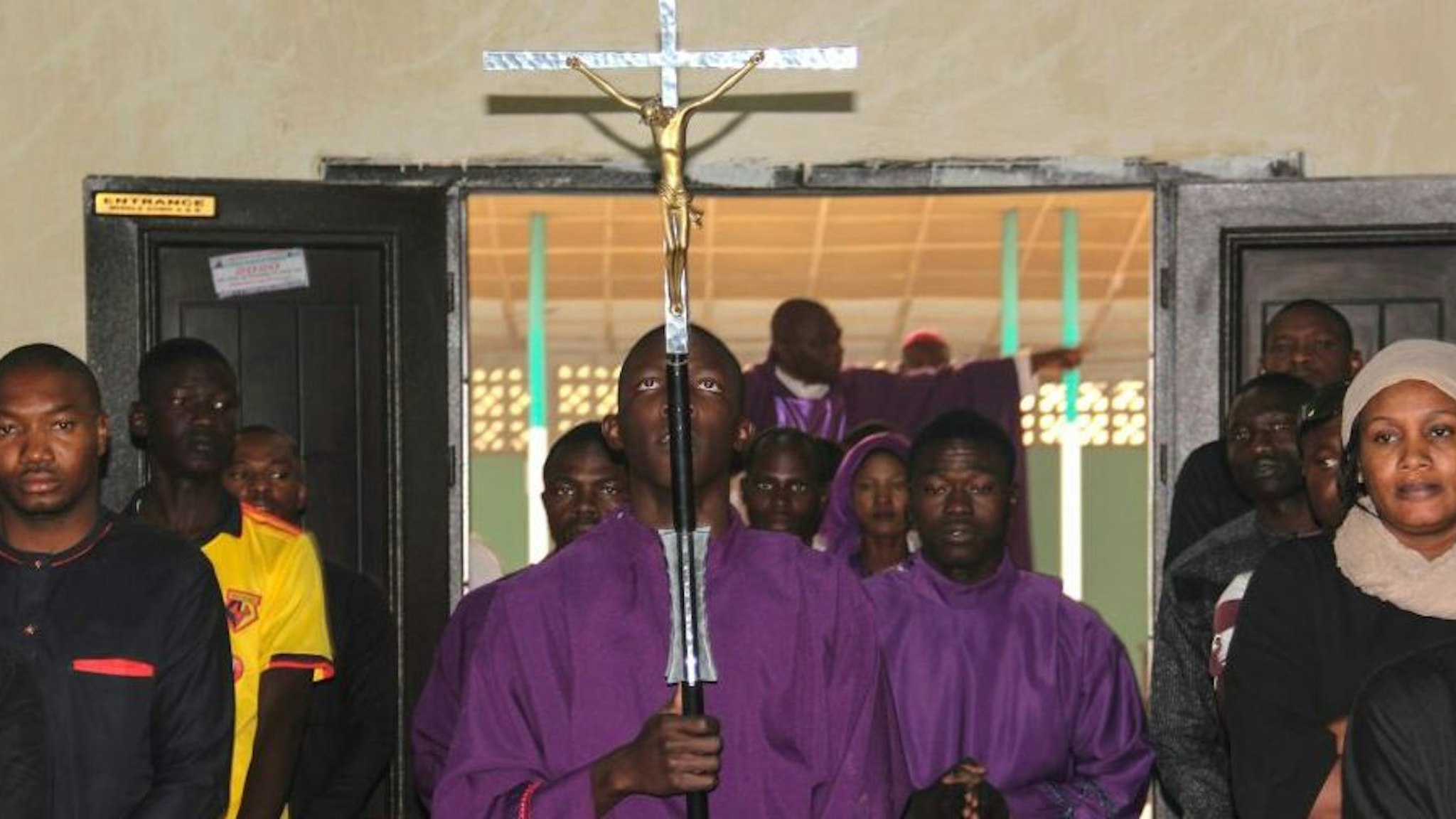 Catholics take part in the Ash Wednesday celebration at the St. Patrick cathedral in Maiduguri on February 26, 2020.