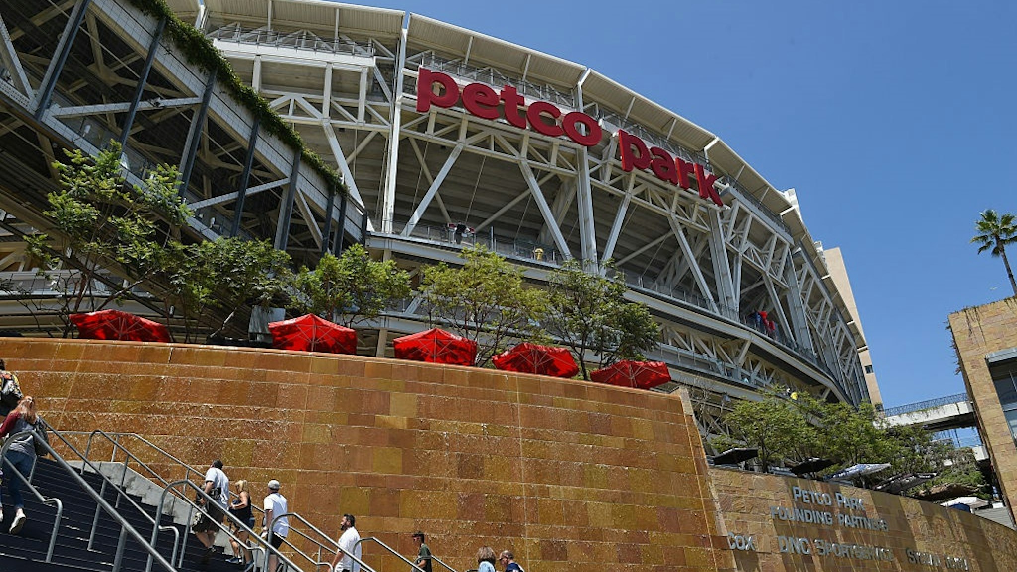 A general exterior view of the stadium as fans start to enter prior to the 2016 Major League Baseball All-Star Game at PETCO Park in San Diego, CA.