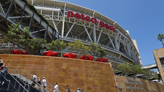 A general exterior view of the stadium as fans start to enter prior to the 2016 Major League Baseball All-Star Game at PETCO Park in San Diego, CA.