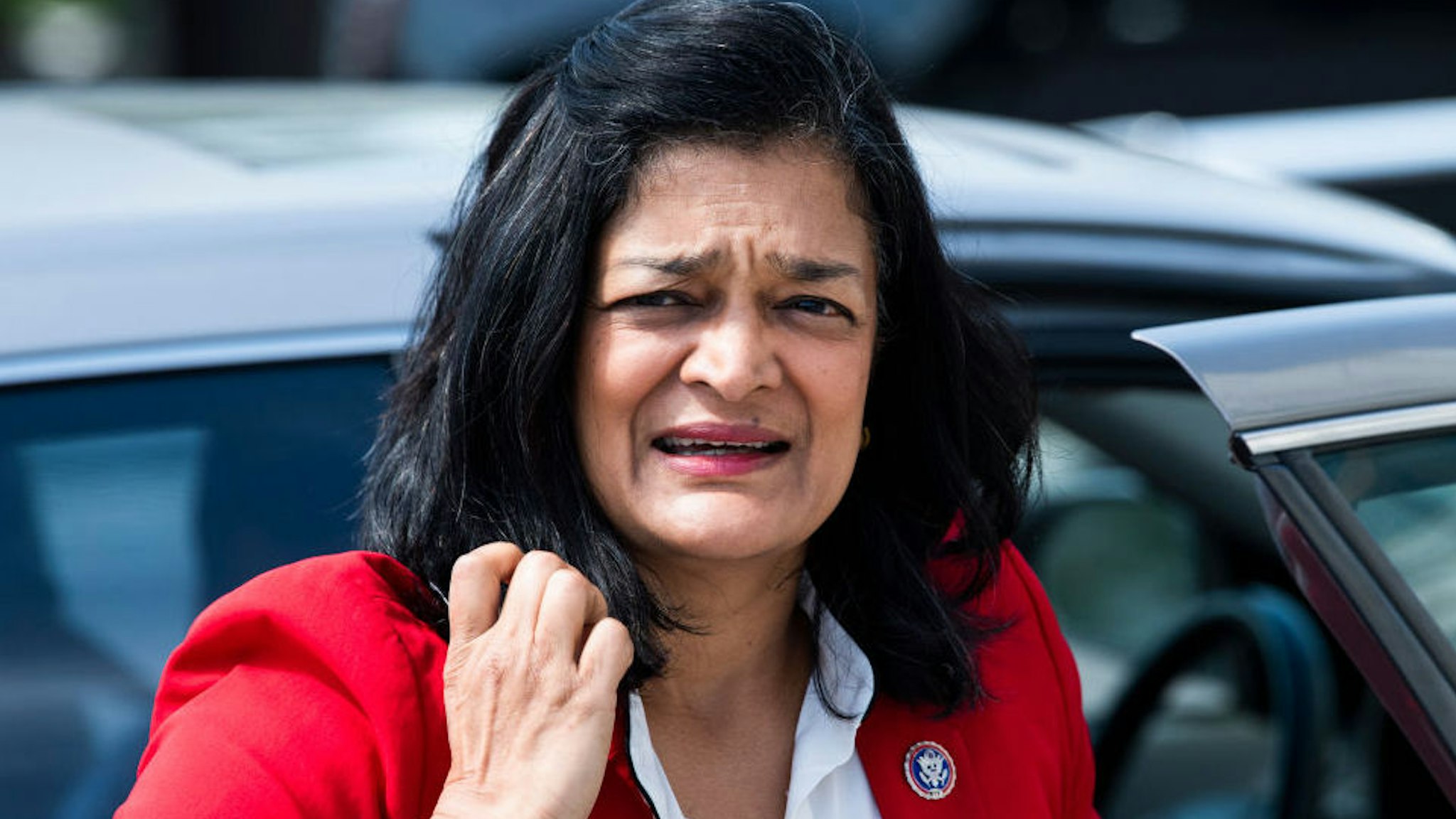 UNITED STATES - MAY 20: Rep. Pramila Jayapal, D-Wash., is seen at the House steps of the Capitol during the last votes of the week on Thursday, May 20, 2021.