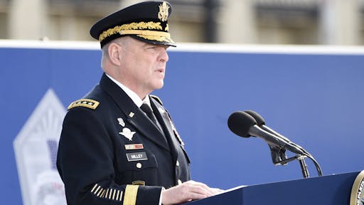 Milley US Chairman of the Joint Chiefs of Staff Mark Milley speaks during a remembrance ceremony to mark the 20th anniversary of the 9/11 attacks, at the Pentagon in Washington, DC on September 11, 2021. - America marks the 20th anniversary of 9/11 Saturday with solemn ceremonies given added poignancy by the recent chaotic withdrawal of troops from Afghanistan and return to power of the Taliban.