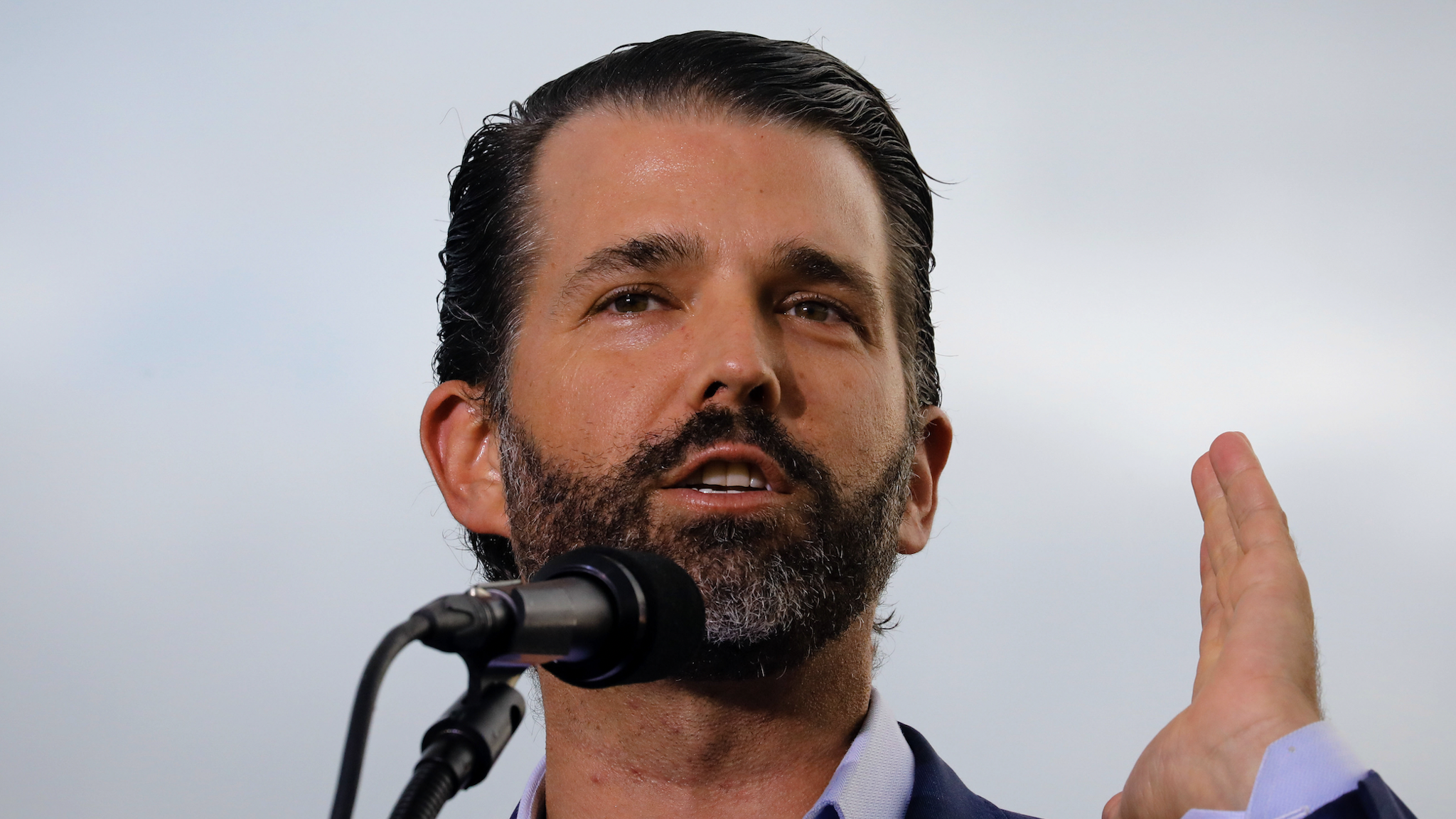 SARASOTA, FL - JULY 03: Donald J. Trump Jr. speaks during a rally on July 3, 2021 in Sarasota, Florida. Co-sponsored by the Republican Party of Florida, the rally marks Trump's further support of the MAGA agenda and accomplishments of his administration.