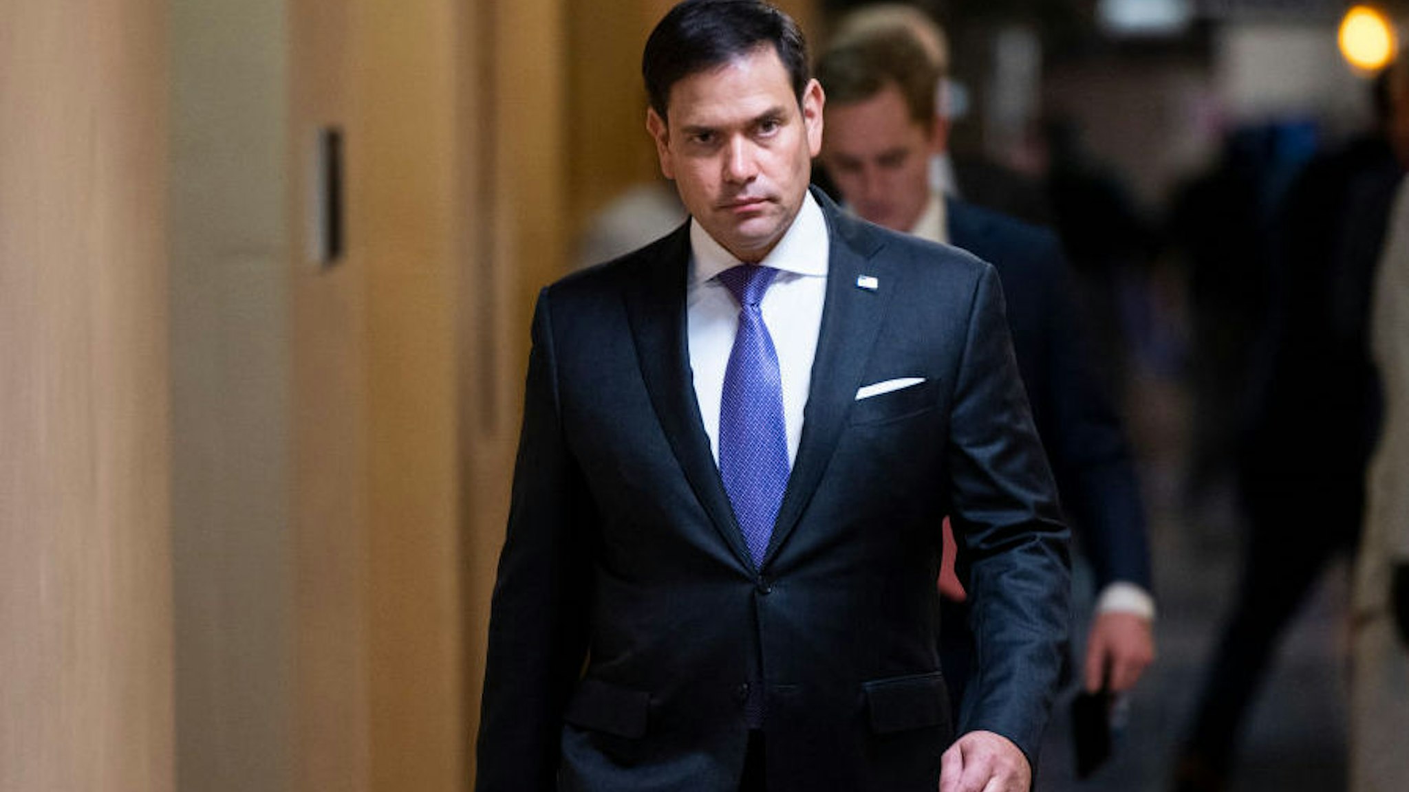 UNITED STATES - MAY 26: Sen. Marco Rubio, R-Fla., walks to the Senate subway after a vote in the U.S. Capitol on Wednesday, May 26, 2021.