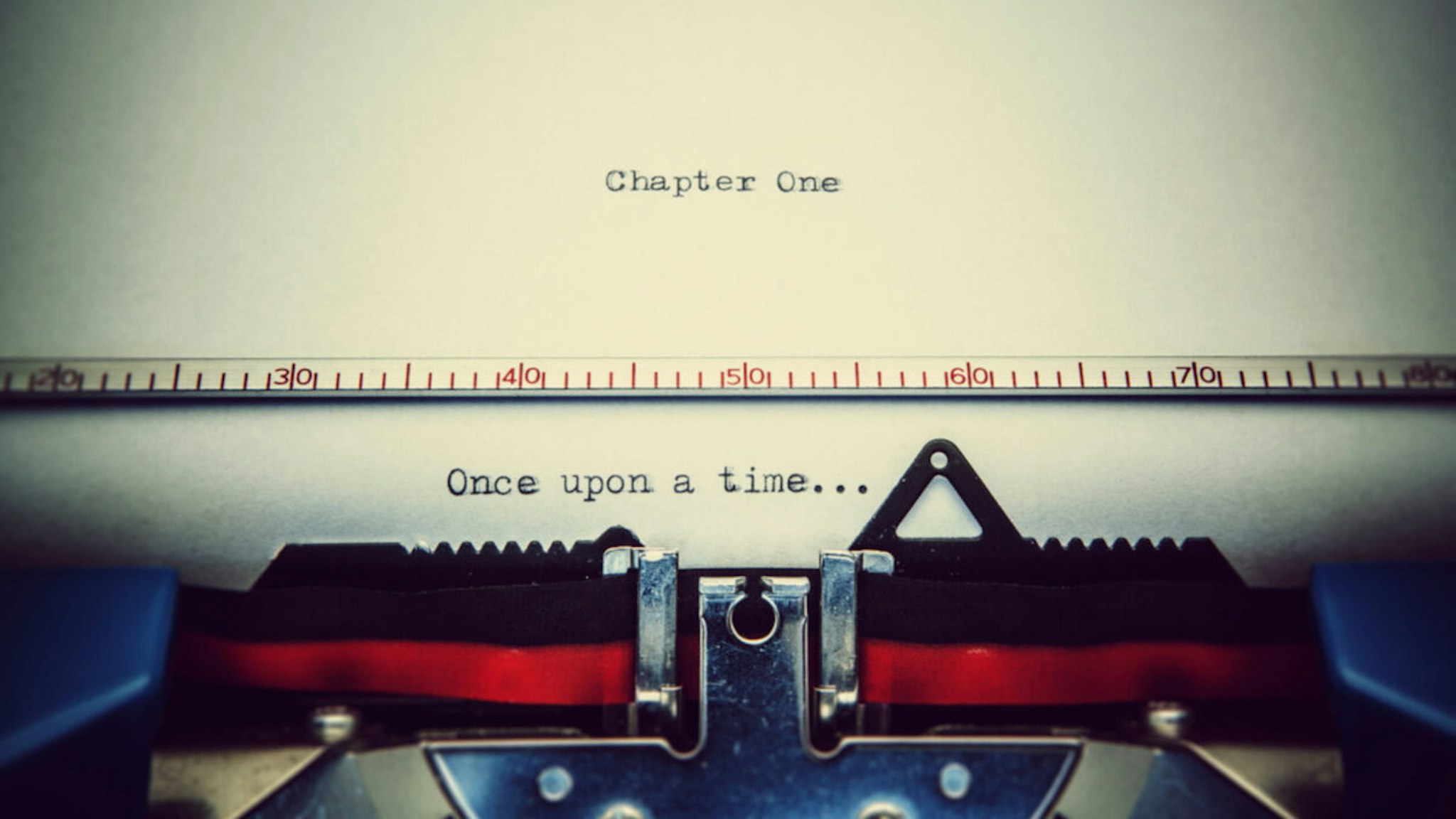 Once upon a time written on paper with typewriter.