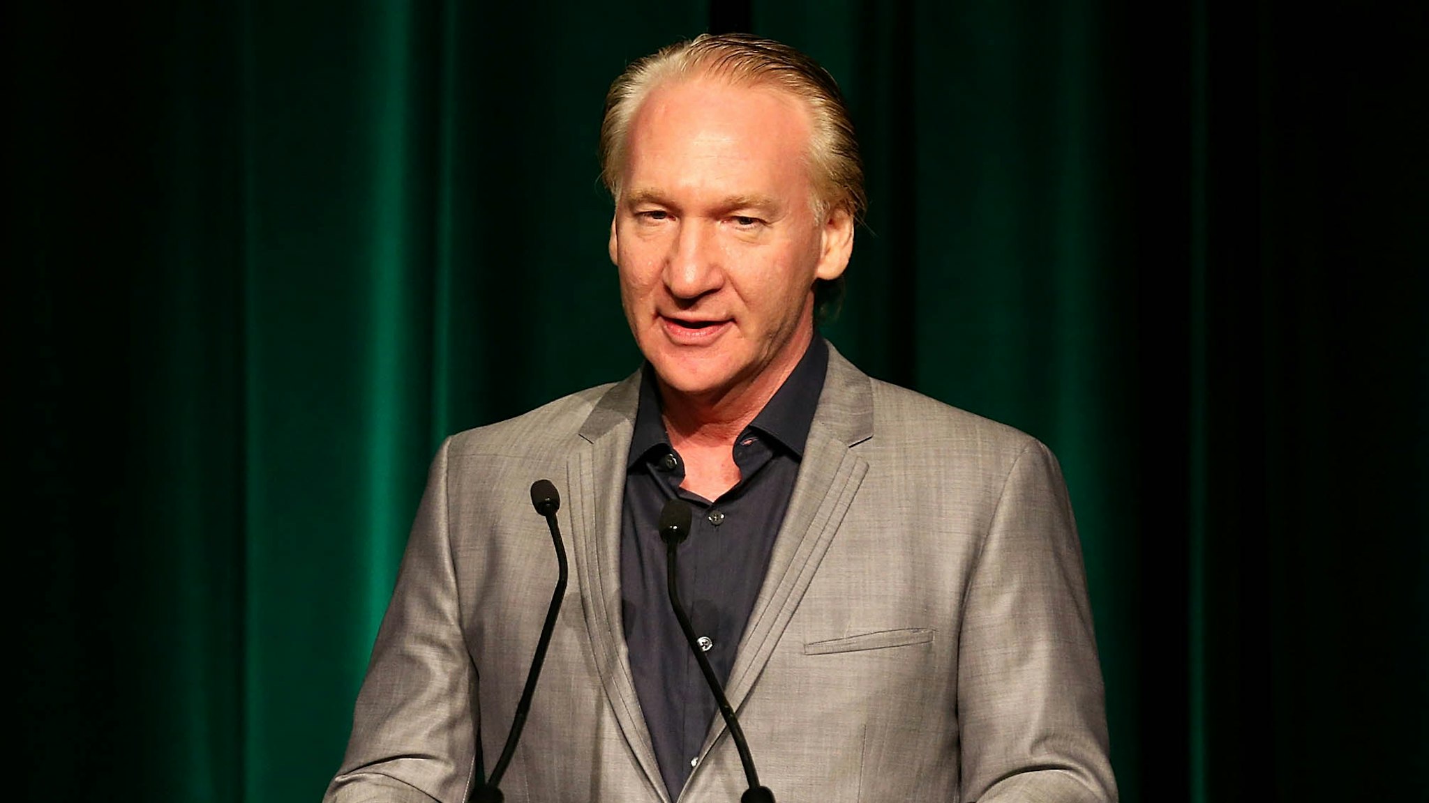 BEVERLY HILLS, CA - SEPTEMBER 28: Bill Maher speaks onstage while accepting the First Amendment Award during PEN Center USA's 26th Annual Literary Awards Festival honoring Isabel Allende at the Beverly Wilshire Four Seasons Hotel on September 28, 2016 in Beverly Hills, California.