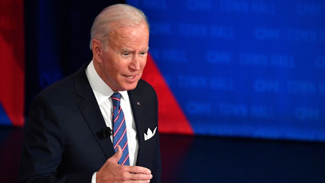 US President Joe Biden participates in a CNN town hall at Baltimore Center Stage in Baltimore, Maryland on October 21, 2021.