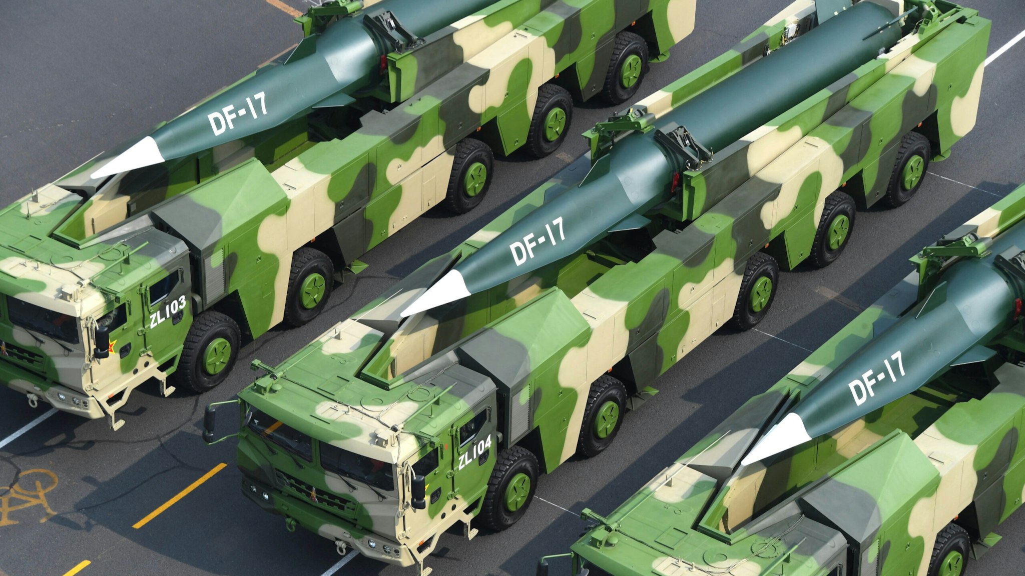 BEIJING, Oct. 1, 2019 -- A formation of Dongfeng-17 conventional missiles attends a military parade during the celebrations marking the 70th anniversary of the founding of the People's Republic of China in Beijing, capital of China, Oct. 1, 2019.