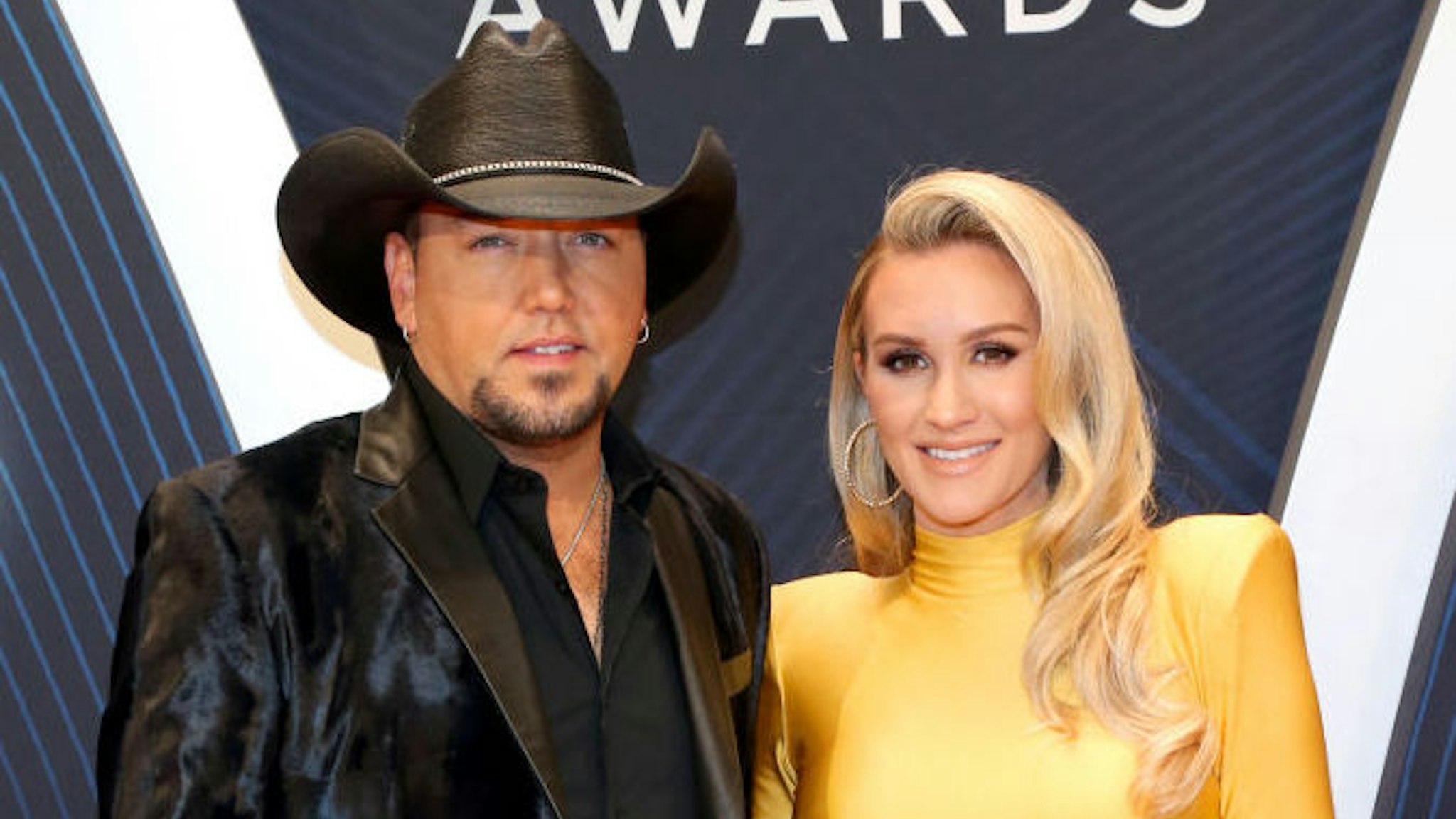 Singer-songwriter Jason Aldean and Brittany Kerr attend the 52nd annual CMA Awards at the Bridgestone Arena on November 14, 2018 in Nashville, Tennessee.