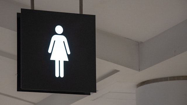 TORONTO, ONTARIO, CANADA - 2019/02/02: Public sign in a washroom or bathroom destined for women in Pearson International Airport. (Photo by Roberto Machado Noa/LightRocket via Getty Images)