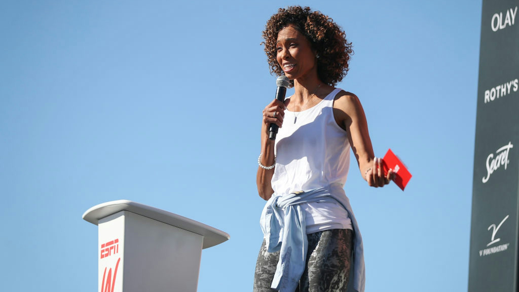 NEWPORT BEACH, CALIFORNIA - OCTOBER 23: SportsCenter anchor Sage Steele at the espnW Women + Sports Summit held at The Resort at Pelican Hill on October 23, 2019 in Newport Beach, California. (Photo by Meg Oliphant/Getty Images)