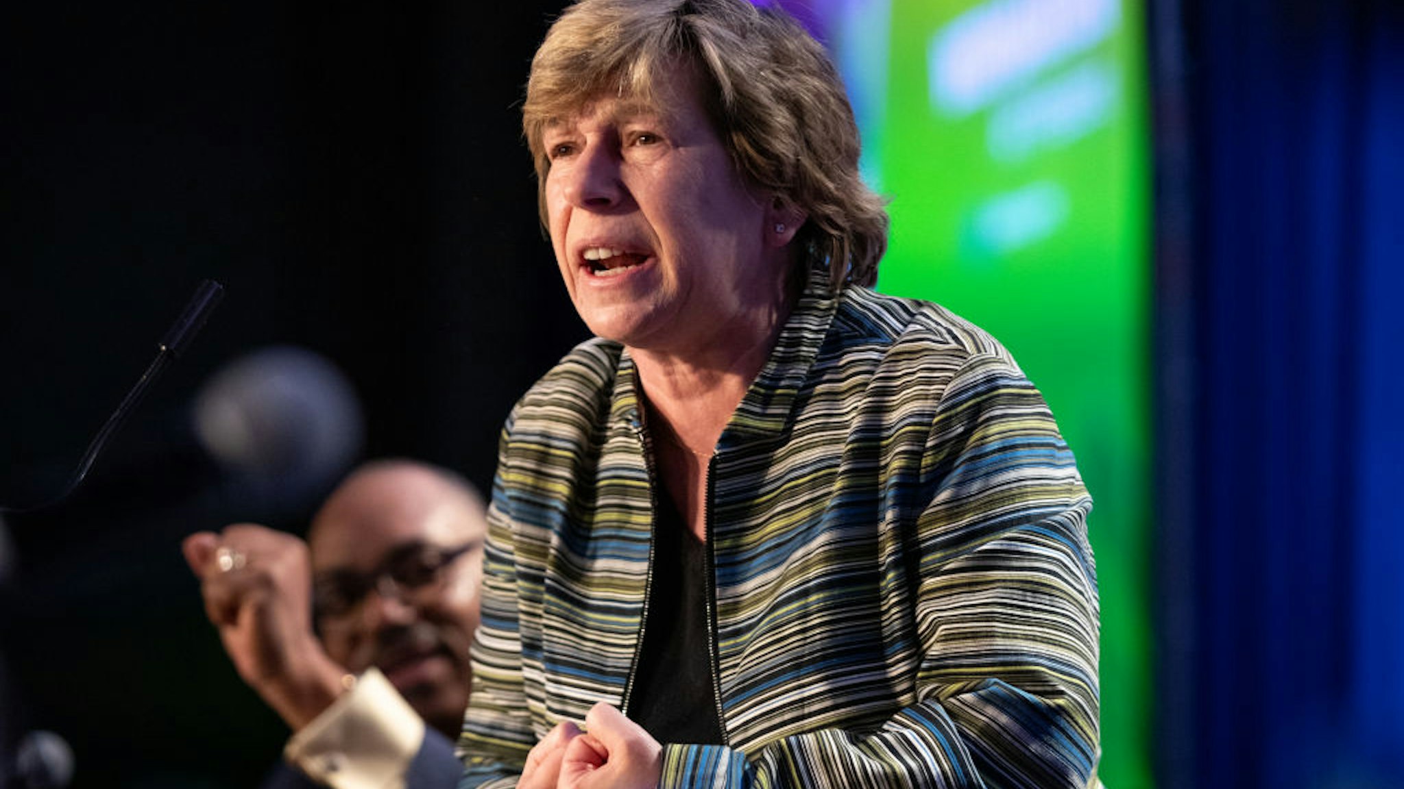 Randi Weingarten, president of the American Federation of Teachers, speaks during the American Federation of Government Employees (AFGE) Legislative and Grassroots Mobilization Conference in Washington, D.C., U.S., on Monday, Feb. 10, 2020.