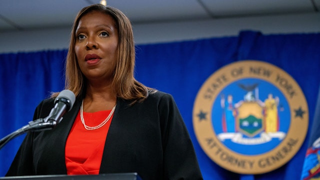 NEW YORK, NY - AUGUST 03: New York Attorney General Letitia James presents the findings of an independent investigation into accusations by multiple women that New York Governor Andrew Cuomo sexually harassed them on August 3, 2021 in New York City. Independent investigators Joon H. Kim and Anne L. Clark concluded that the Governor sexually harassed multiple women. (Photo by David Dee Delgado/Getty Images)