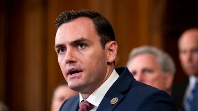 UNITED STATES - AUGUST 31: Rep. Mike Gallagher, R-Wisc., speaks during the House Republicans press conference on the U.S. military withdrawal from Afghanistan in the Rayburn Room in the U.S. Capitol on Tuesday, August 31, 2021.