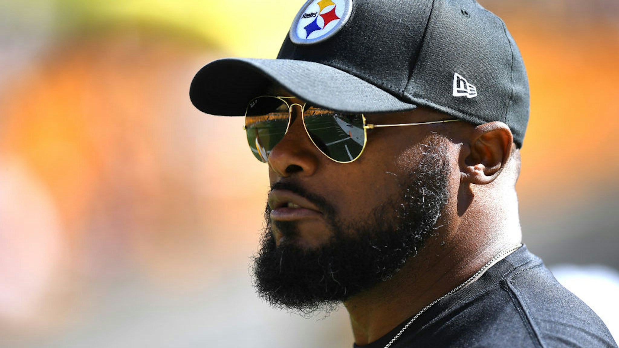 PITTSBURGH, PENNSYLVANIA - SEPTEMBER 26: Head coach Mike Tomlin of the Pittsburgh Steelers on the field before the game against the Cincinnati Bengals at Heinz Field on September 26, 2021 in Pittsburgh, Pennsylvania. (Photo by Joe Sargent/Getty Images)