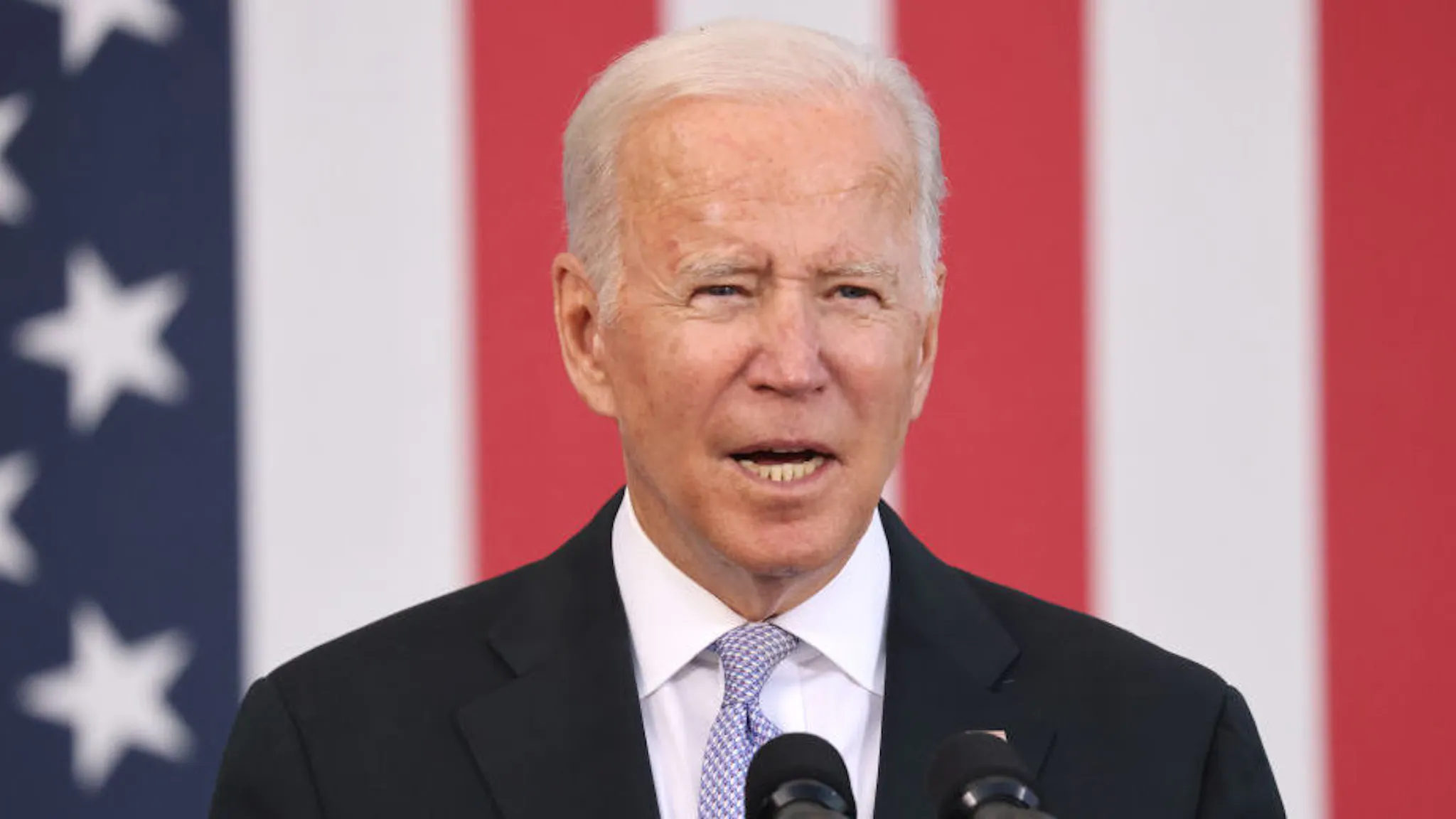 President Biden Speaks At Electric City Trolley Museum In Scranton, Pennsylvania President Joe Biden speaks at an event at the Electric City Trolley Museum in Scranton on October 20, 2021 in Scranton, Pennsylvania.