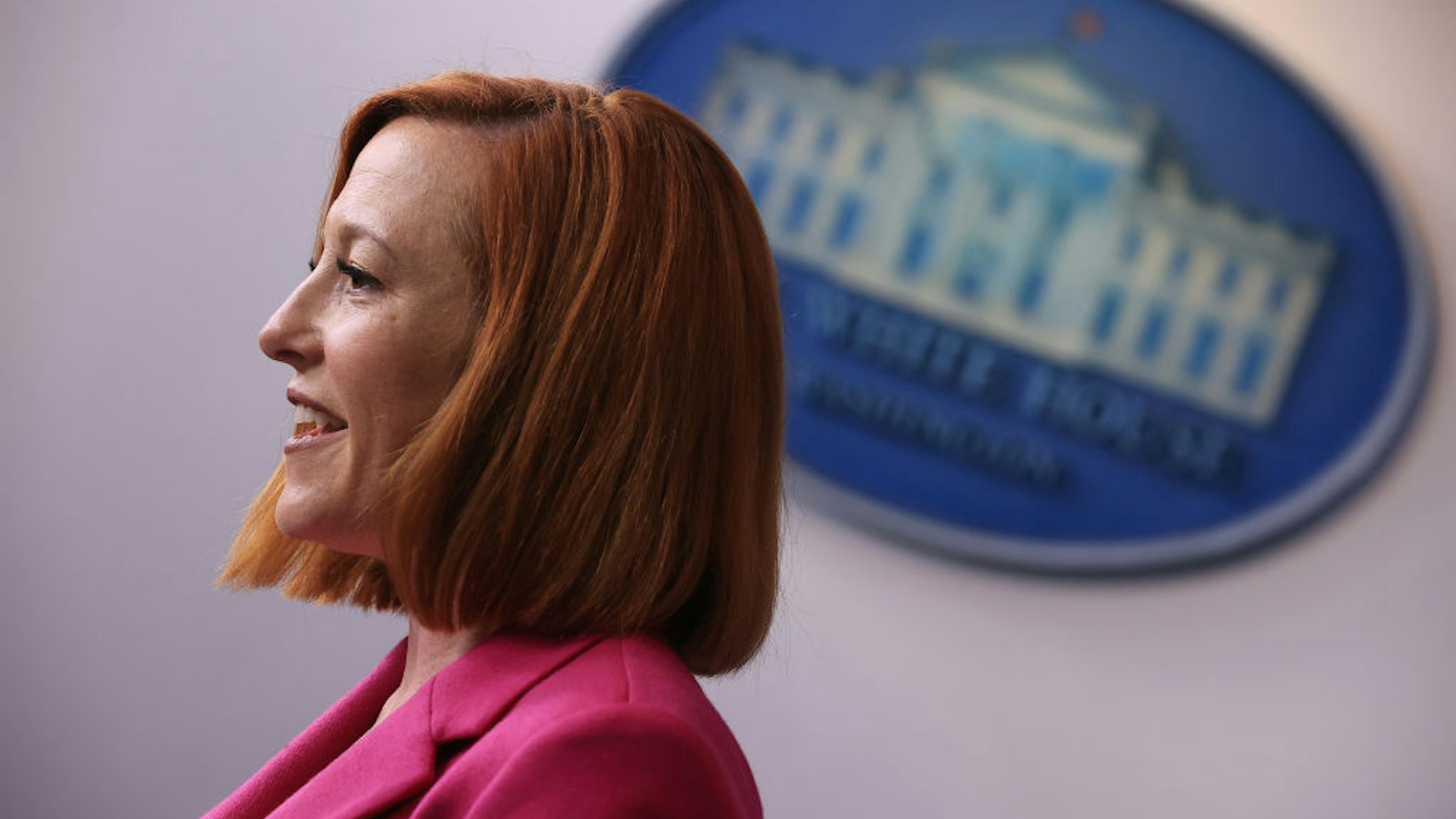 White House Press Secretary Jen Psaki talks to reporters in the Brady Press Briefing Room at the White House on October 22, 2021 in Washington, DC.
