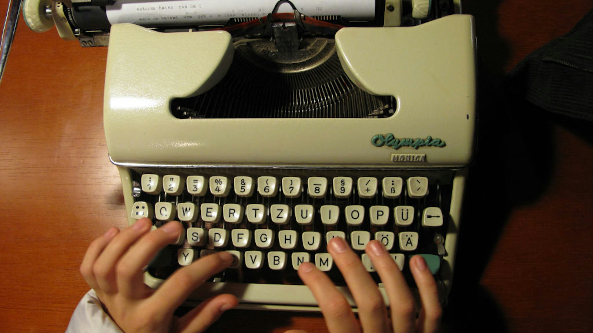 Typing in an old typewriter, National Museum of Science and Technology in Madrid, Spain, February 2011. (Photo by Cristina Arias/Cover/Getty Images)