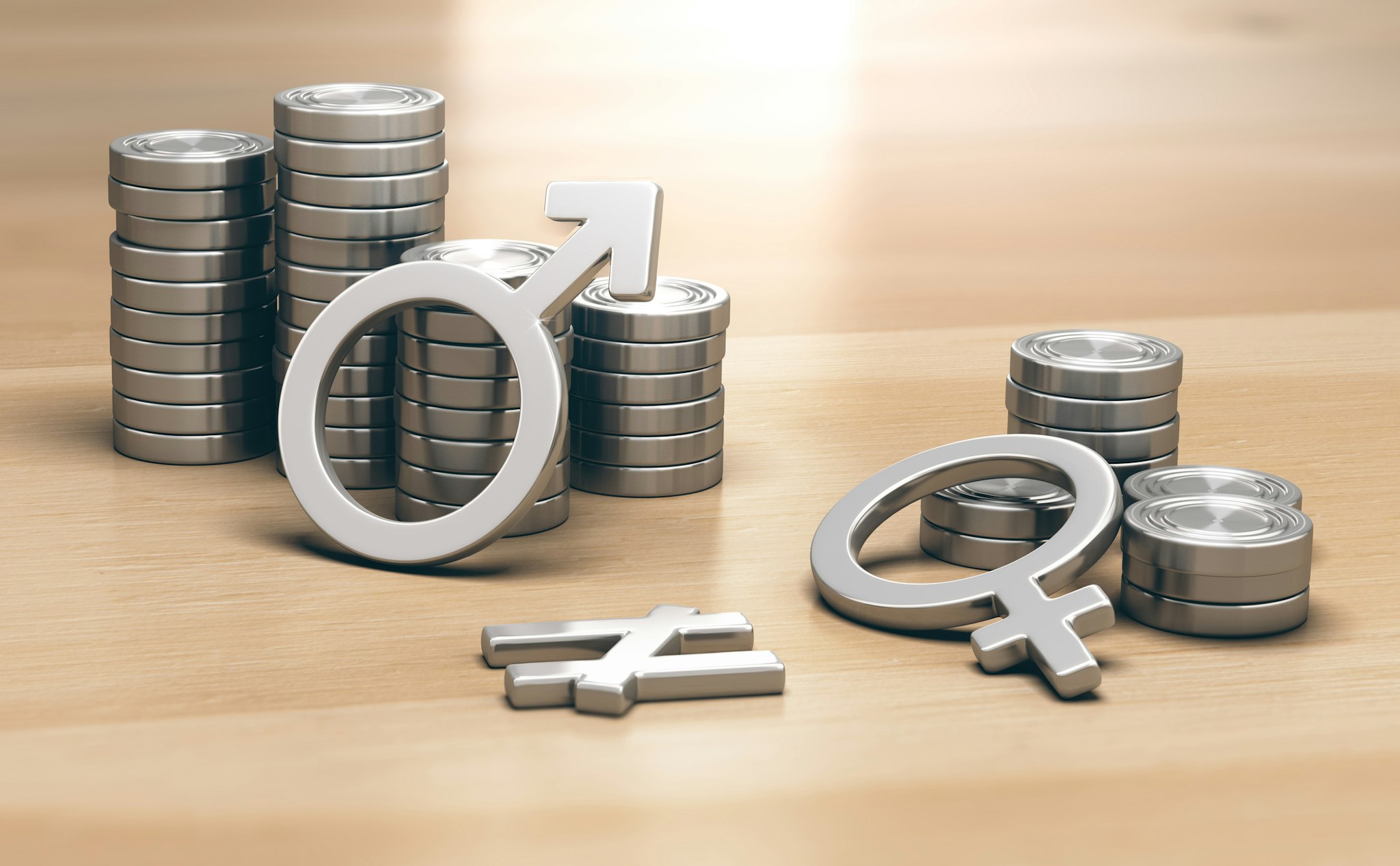 Feminism concept. Gender Pay Gap for Work of Equal Value - stock photo