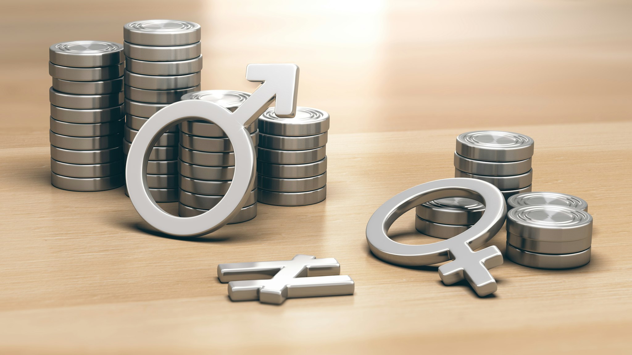 Feminism concept. Gender Pay Gap for Work of Equal Value - stock photo