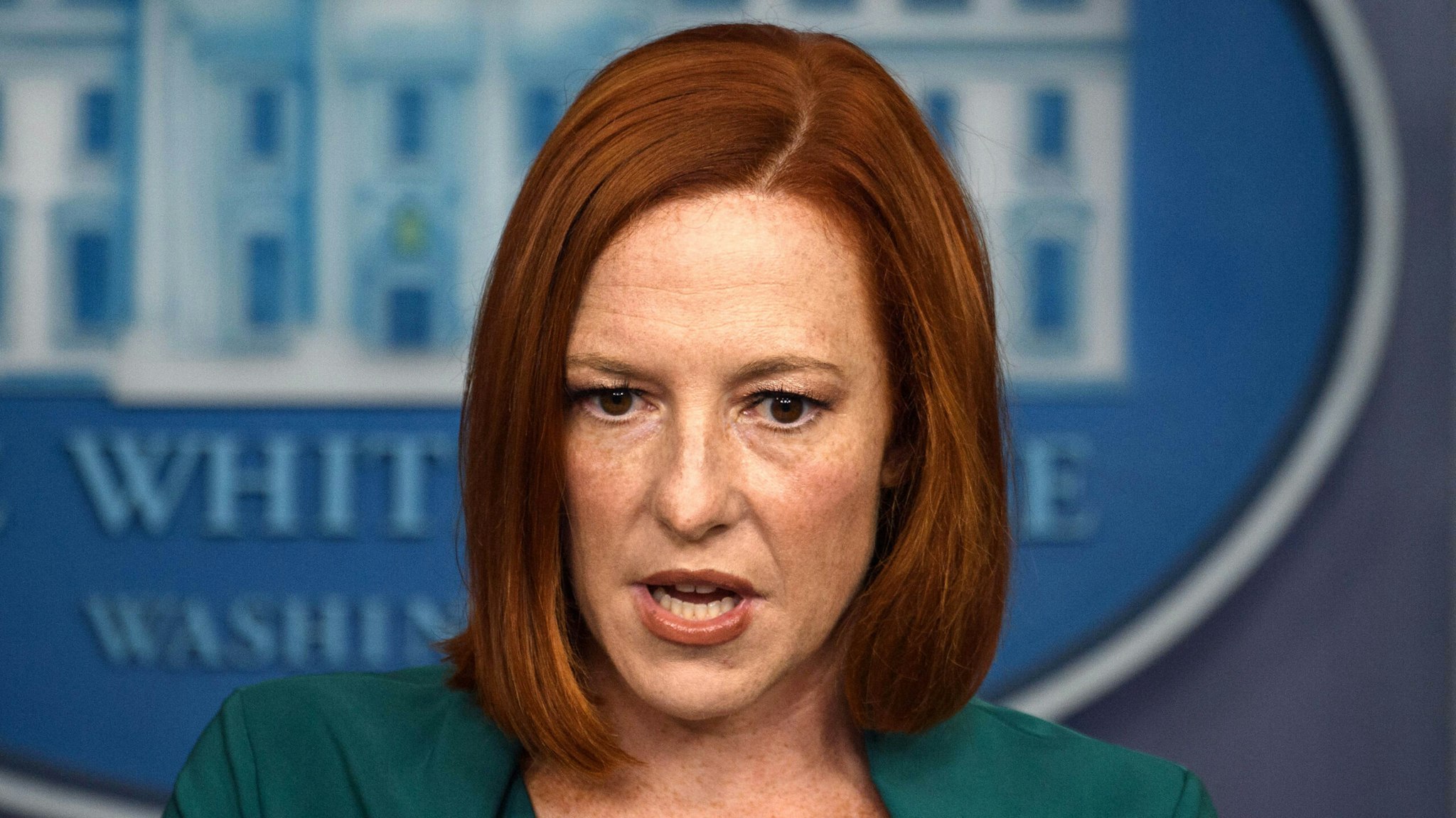 White House Press Secretary Jen Psaki speaks during the daily press briefing at the White House in Washington, DC, on October 6, 2021.